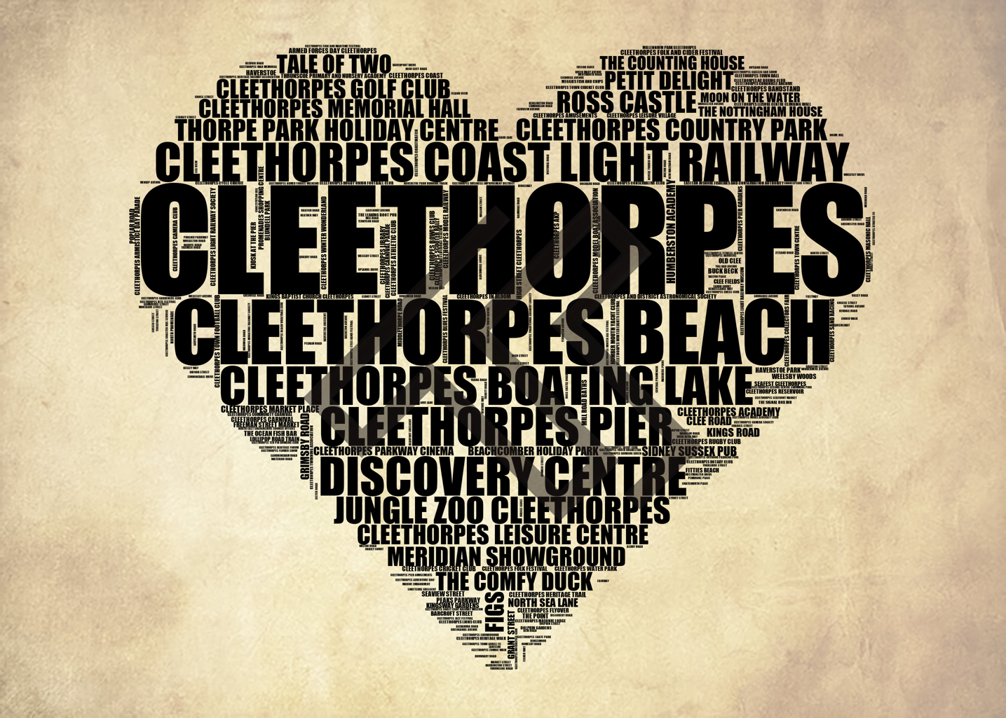 Cleethorpes - Premium Typographic Word Cloud Prints, Posters & Gifts