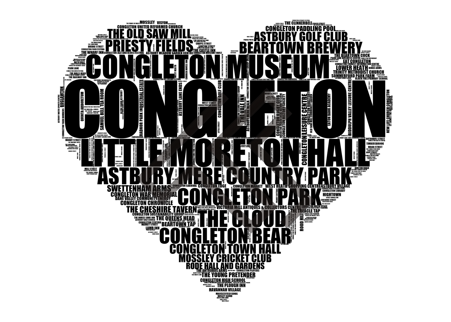 Congleton - Premium Typographic Word Cloud Prints, Posters & Gifts