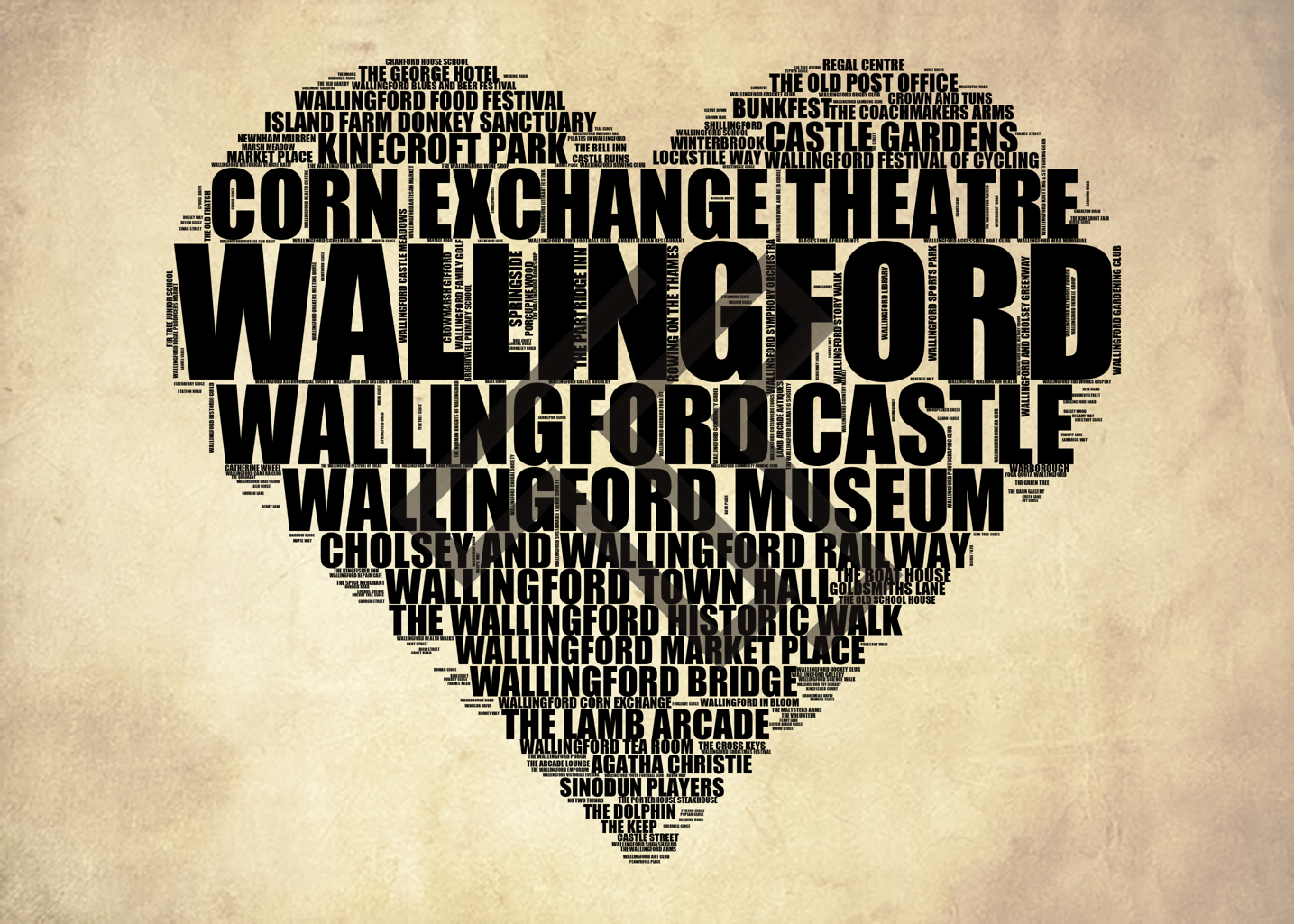 Wallingford - Premium Typographic Word Cloud Prints, Posters & Gifts