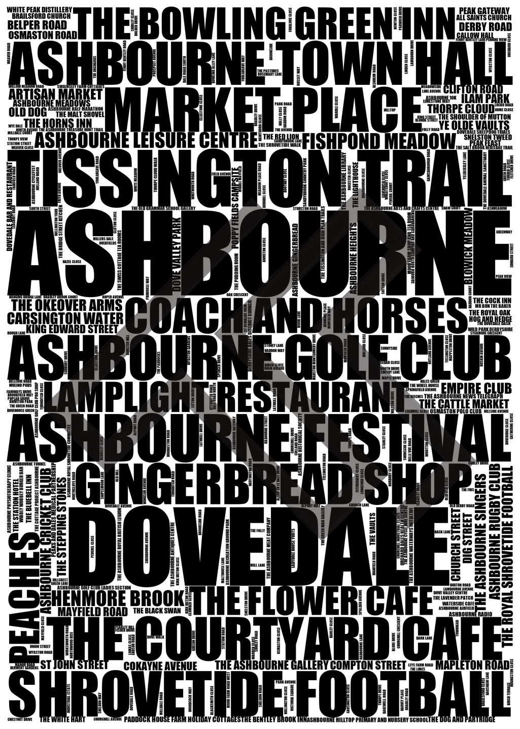 Ashbourne - Premium Typographic Word Cloud Prints, Posters & Gifts