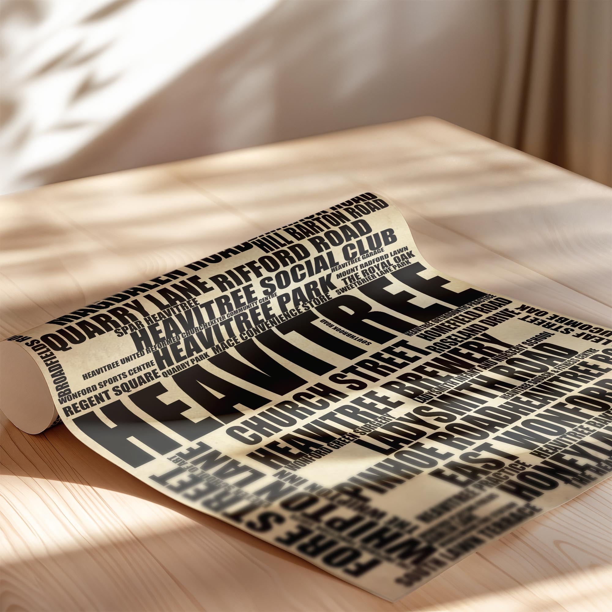 Heavitree - Premium Typographic Word Cloud Prints, Posters & Gifts