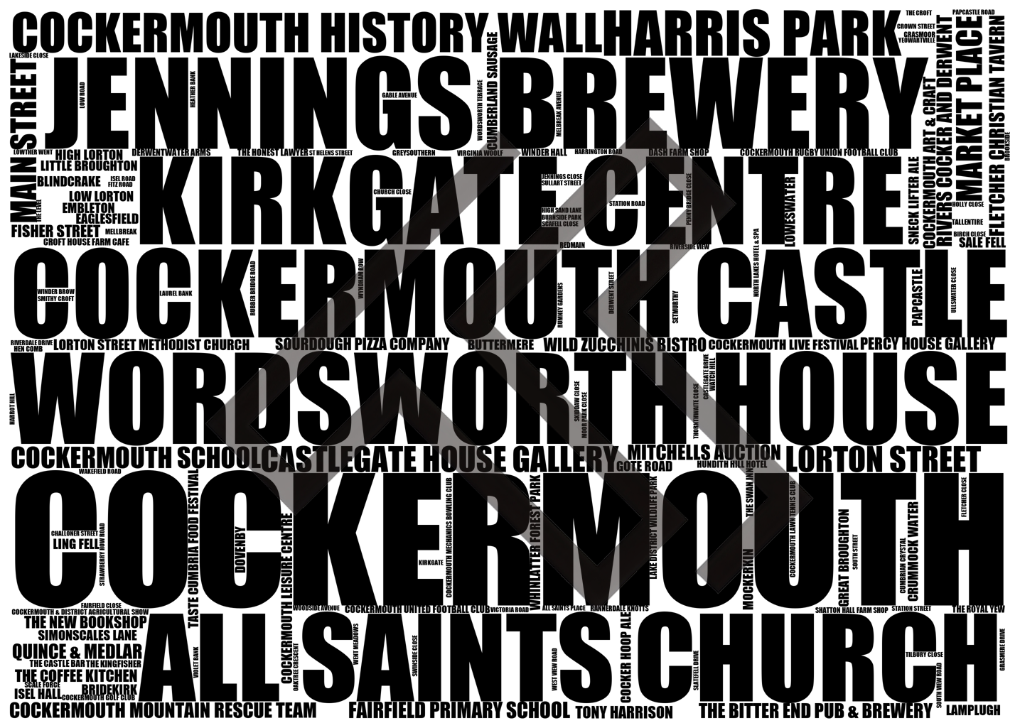 Cockermouth - Premium Typographic Word Cloud Prints, Posters & Gifts