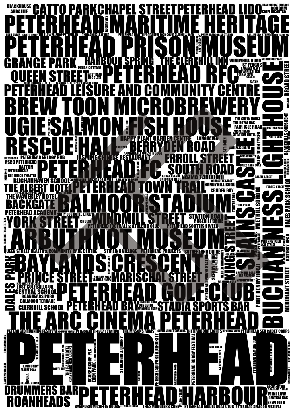 Peterhead - Premium Typographic Word Cloud Prints, Posters & Gifts