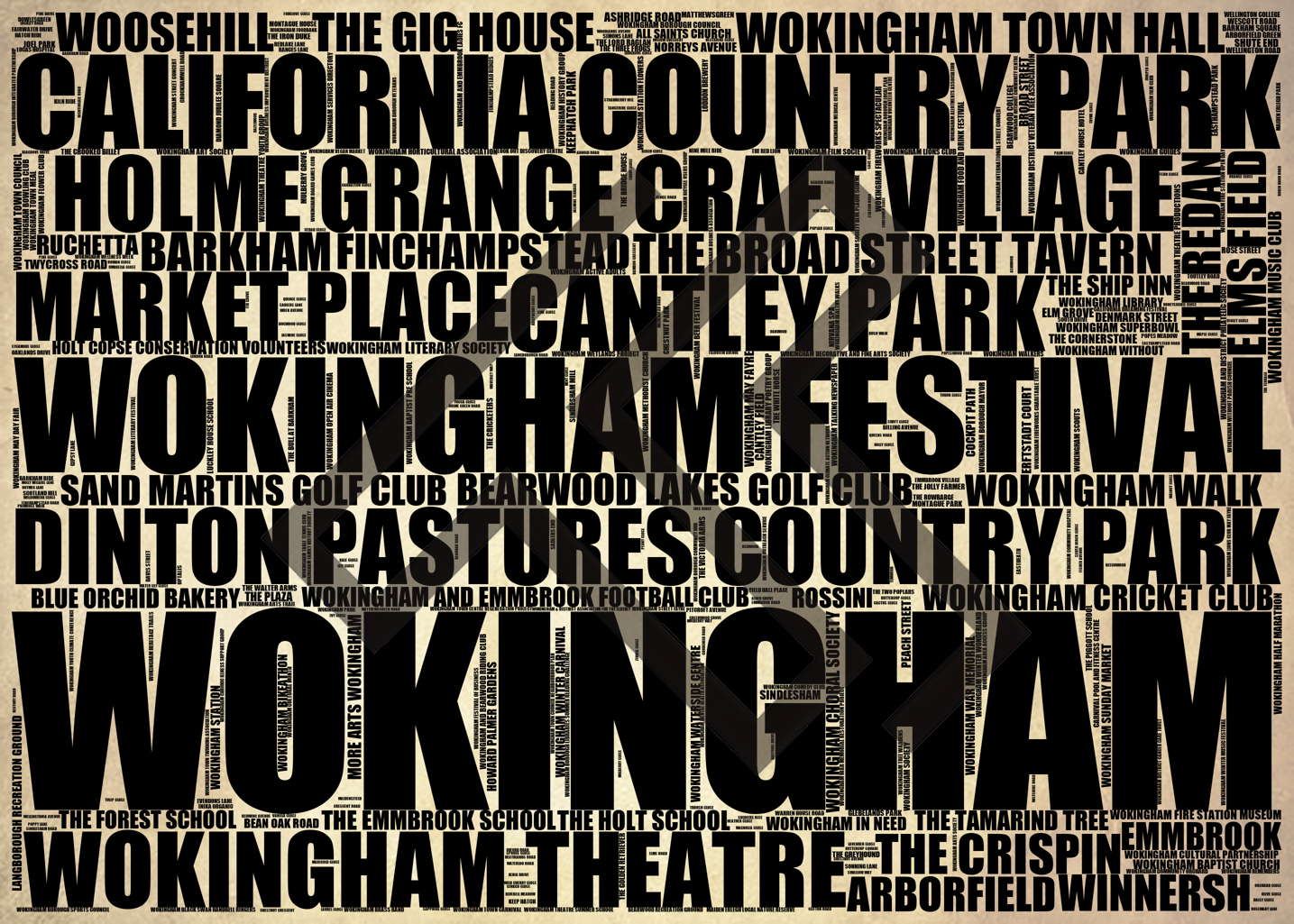 Wokingham - Premium Typographic Word Cloud Prints, Posters & Gifts