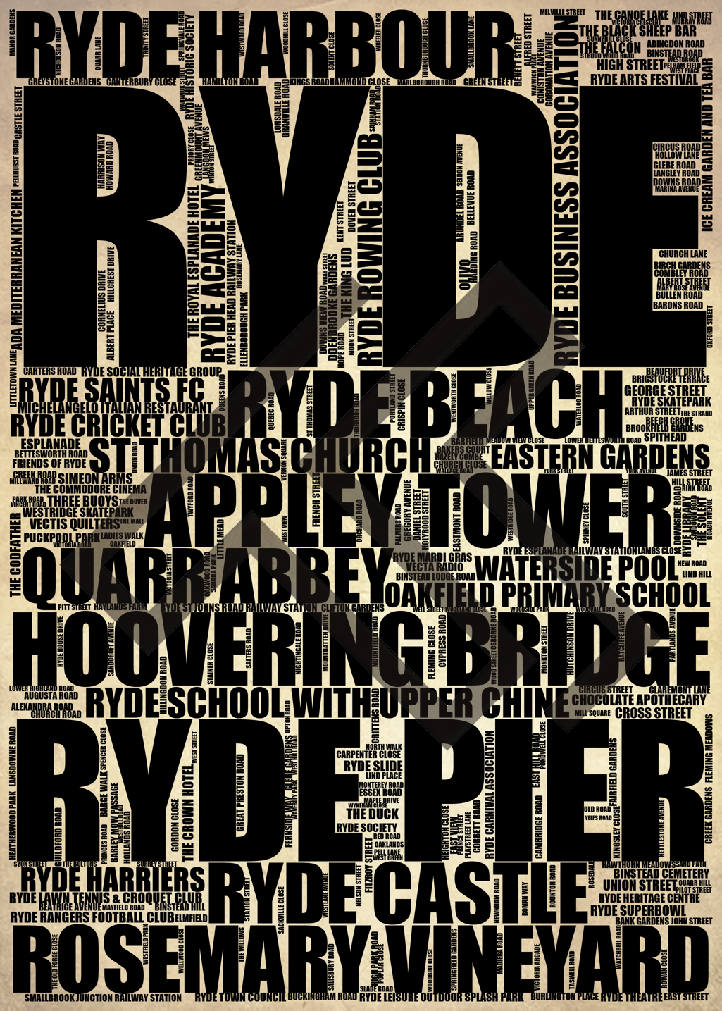 Ryde - Premium Typographic Word Cloud Prints, Posters & Gifts