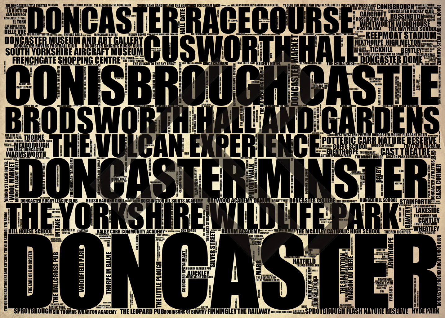 Doncaster - Premium Typographic Word Cloud Prints, Posters & Gifts