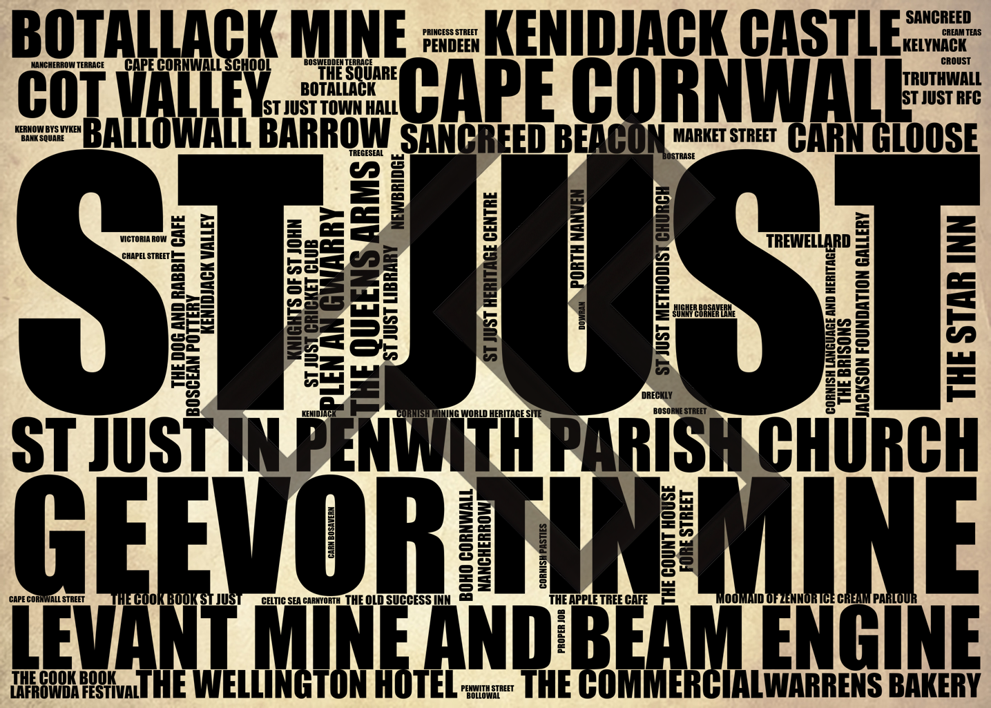 St Just - Premium Typographic Word Cloud Prints, Posters & Gifts