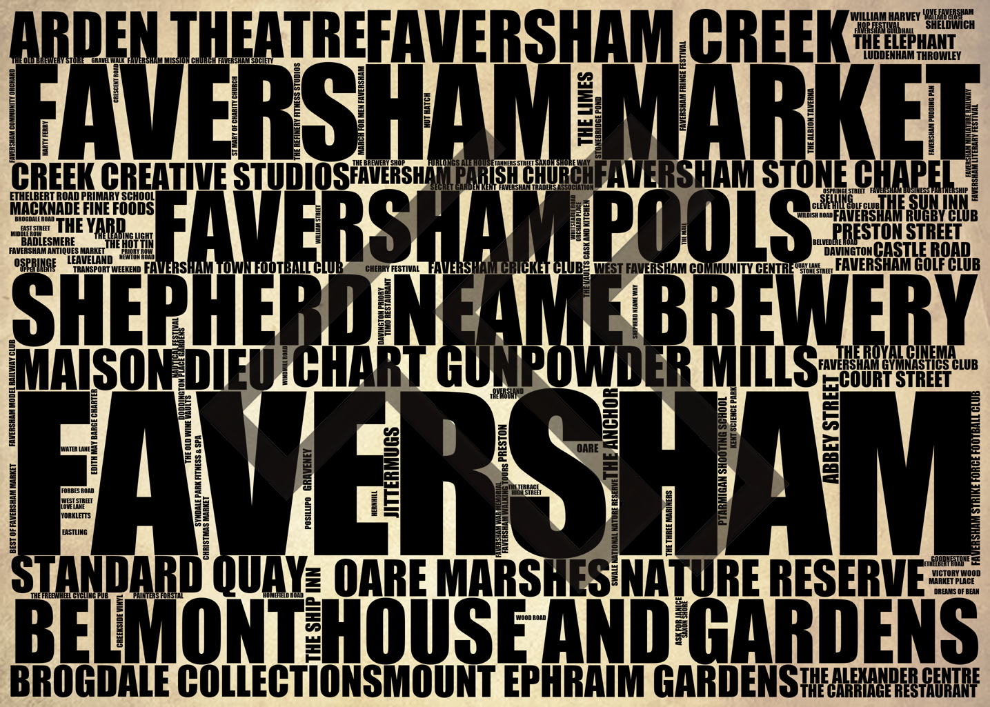 Faversham - Premium Typographic Word Cloud Prints, Posters & Gifts