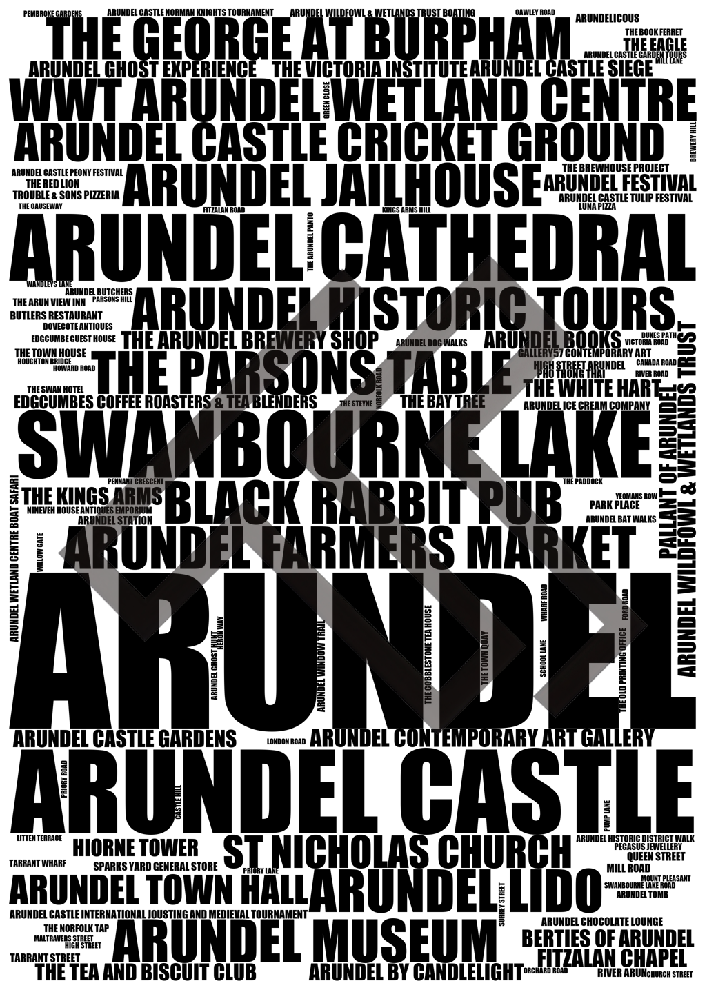 Arundel - Premium Typographic Word Cloud Prints, Posters & Gifts