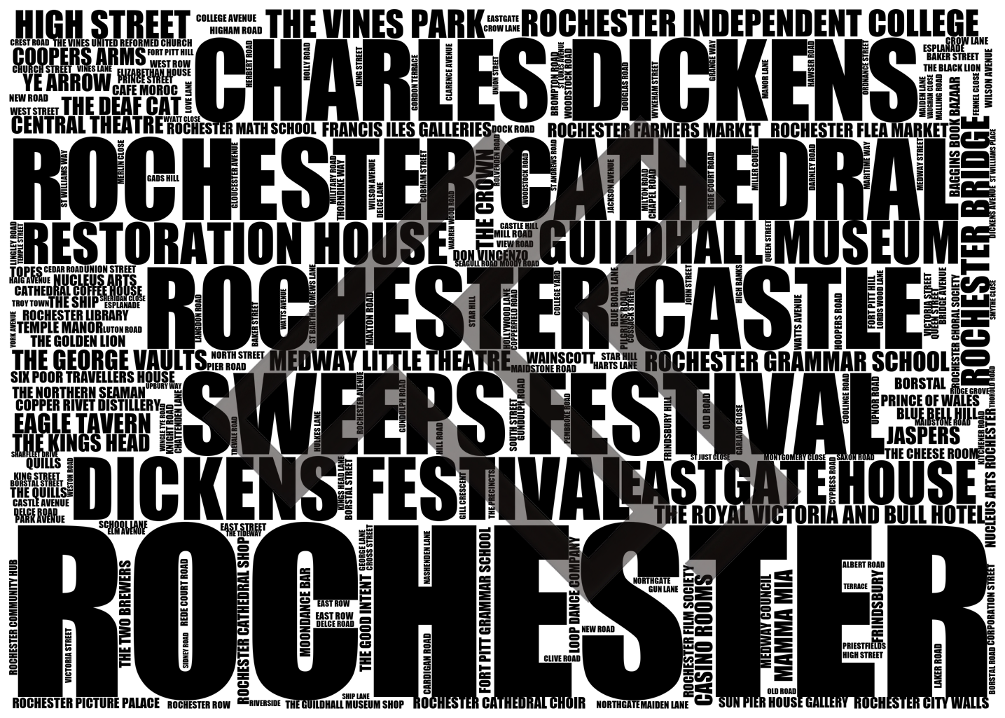 Rochester - Premium Typographic Word Cloud Prints, Posters & Gifts