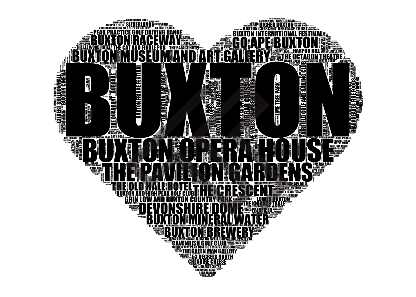 Buxton - Premium Typographic Word Cloud Prints, Posters & Gifts