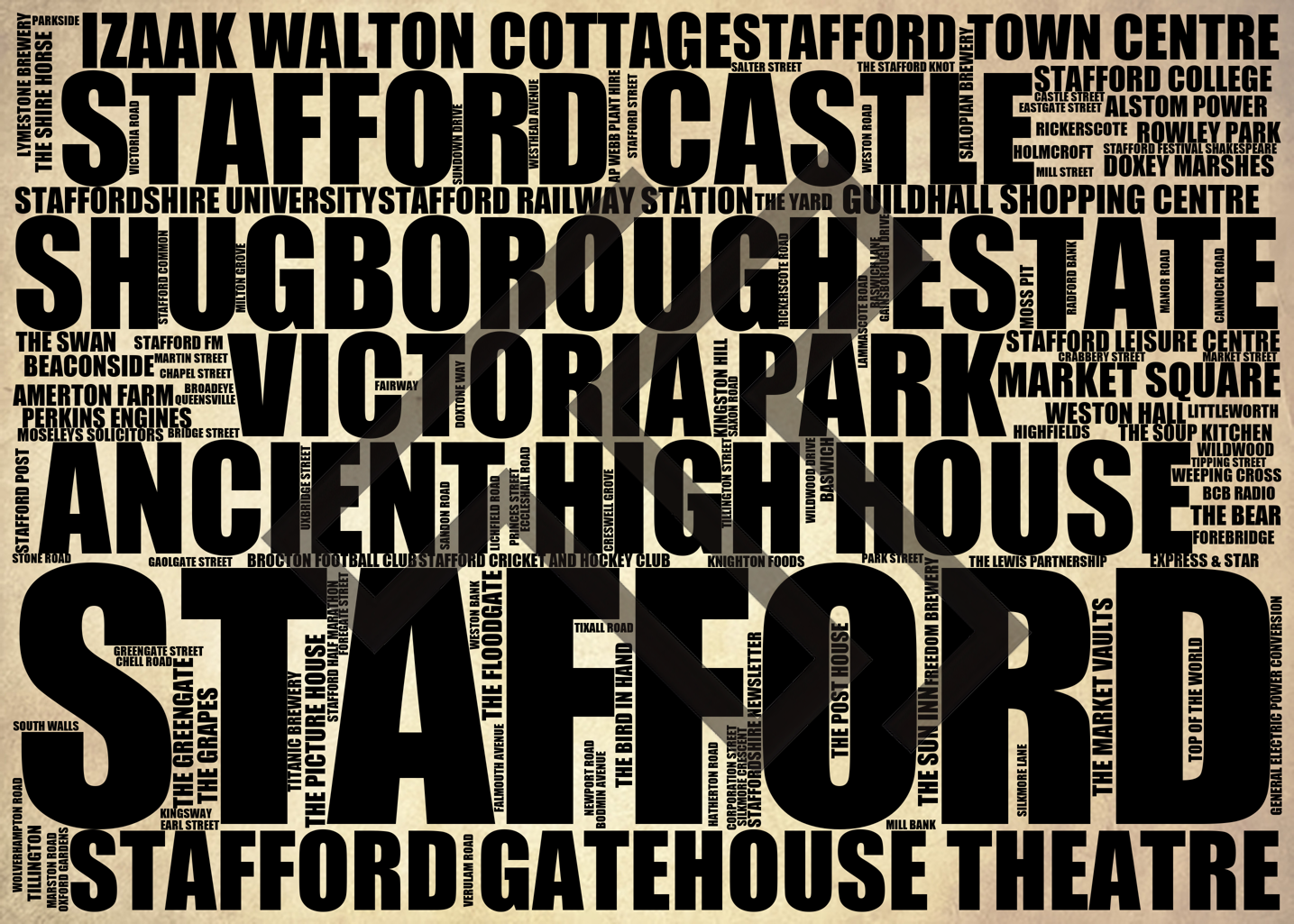 Stafford - Premium Typographic Word Cloud Prints, Posters & Gifts