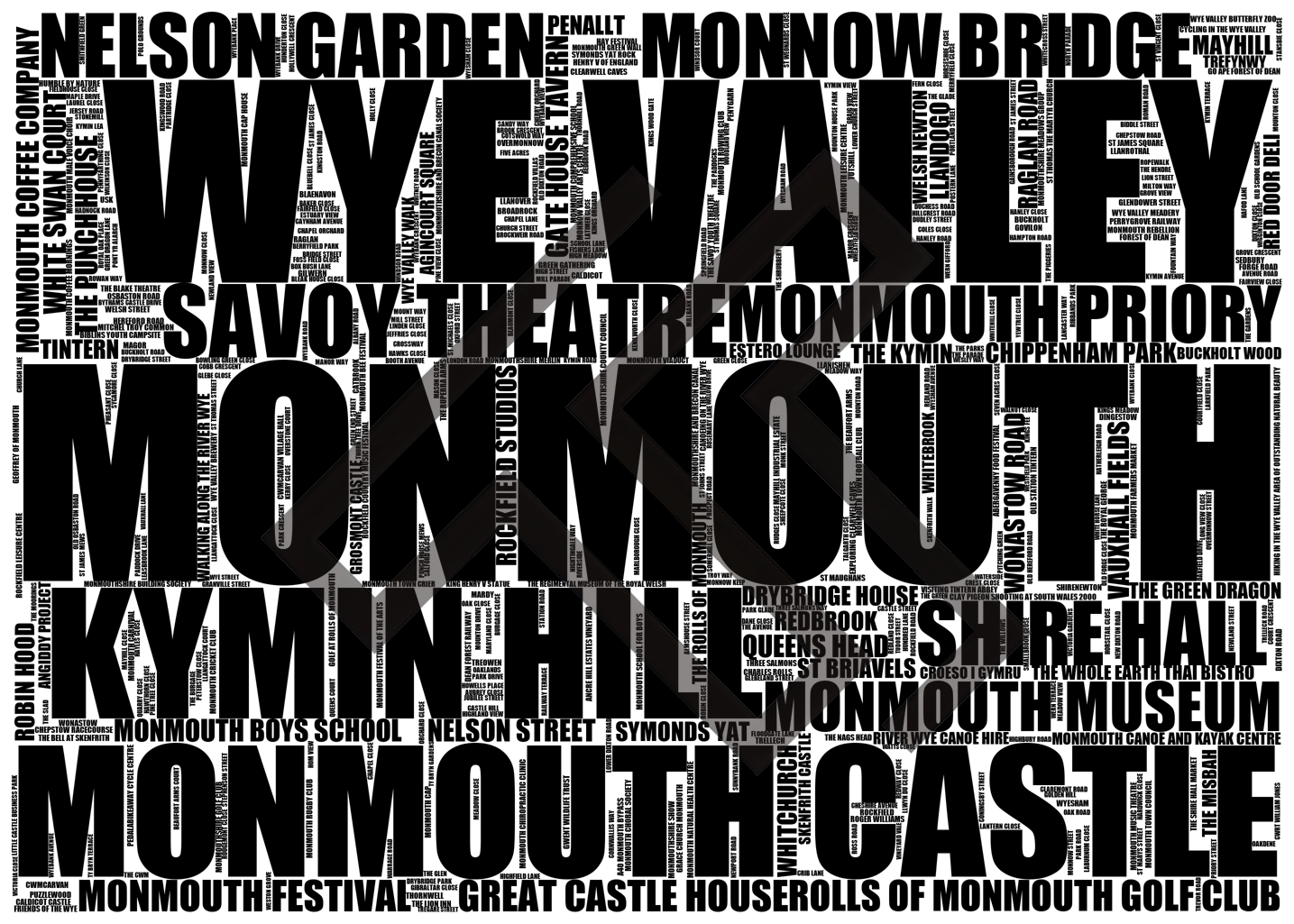 Monmouth - Premium Typographic Word Cloud Prints, Posters & Gifts