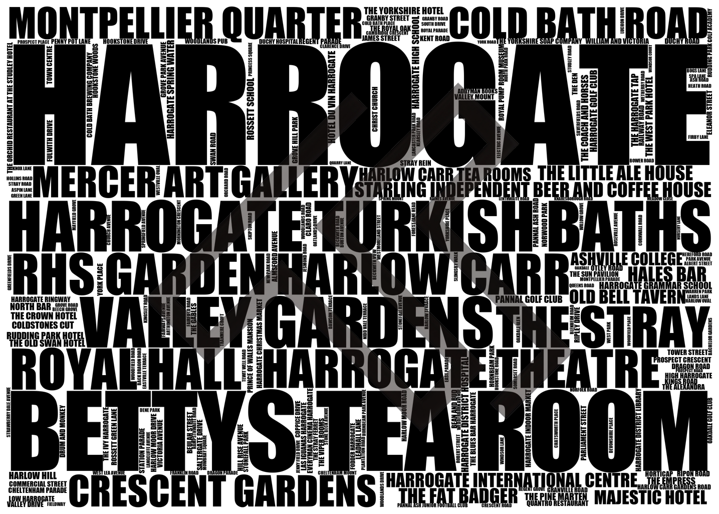 Harrogate - Premium Typographic Word Cloud Prints, Posters & Gifts