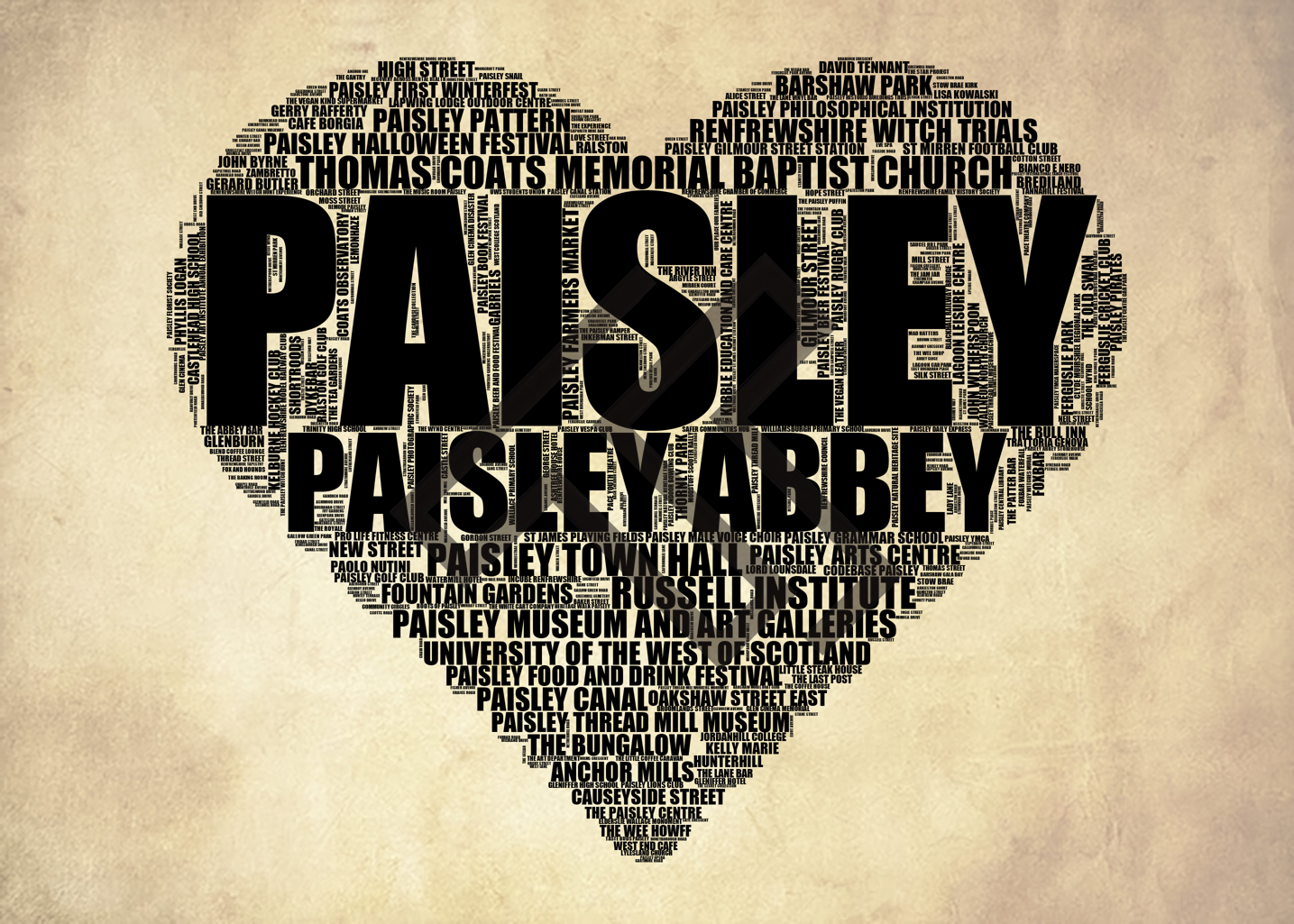 Paisley - Premium Typographic Word Cloud Prints, Posters & Gifts