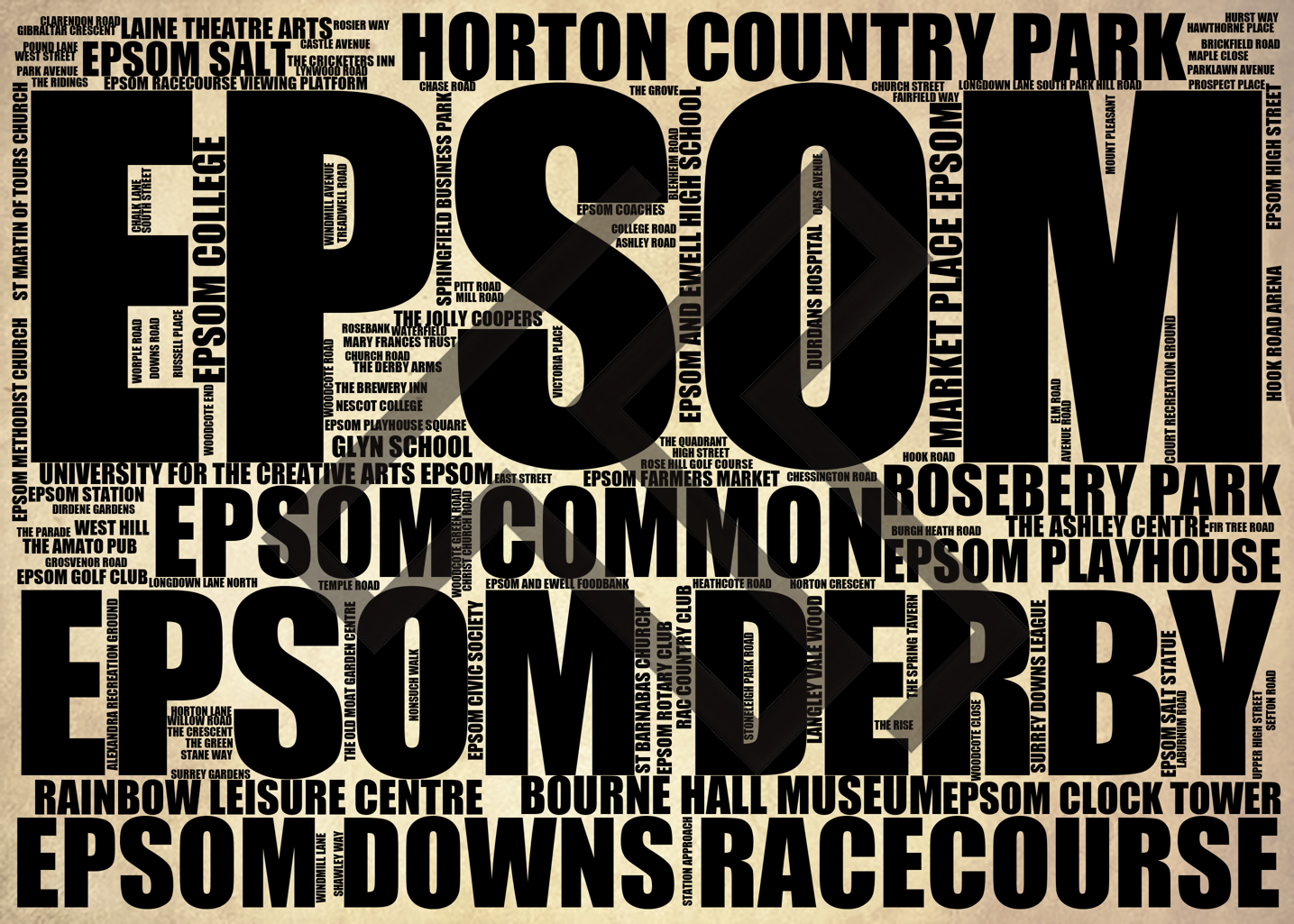 Epsom - Premium Typographic Word Cloud Prints, Posters & Gifts