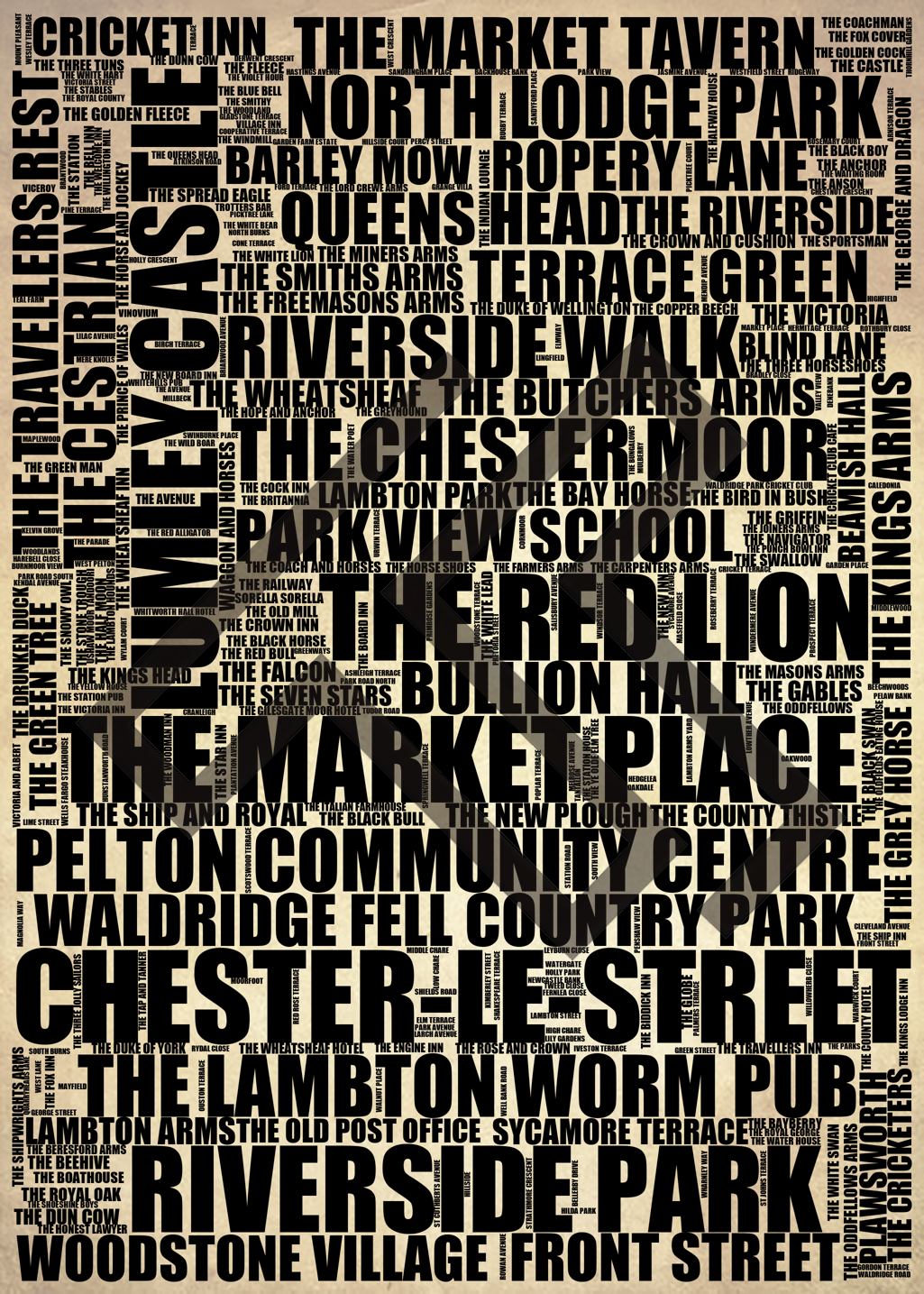 Chester-le-Street - Premium Typographic Word Cloud Prints, Posters & Gifts