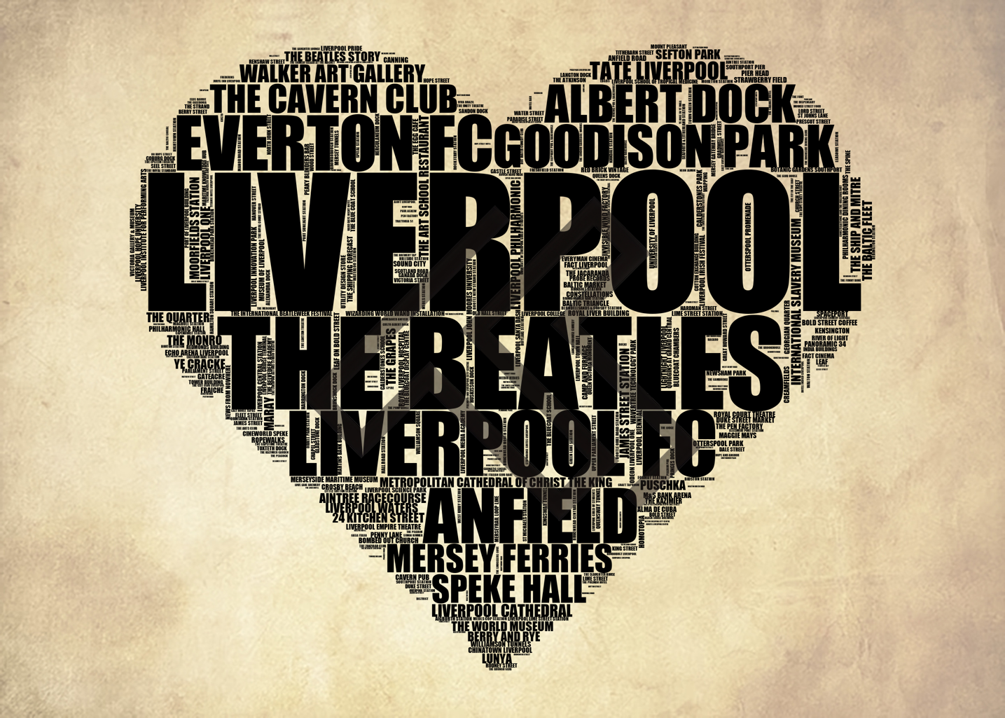 Liverpool - Premium Typographic Word Cloud Prints, Posters & Gifts