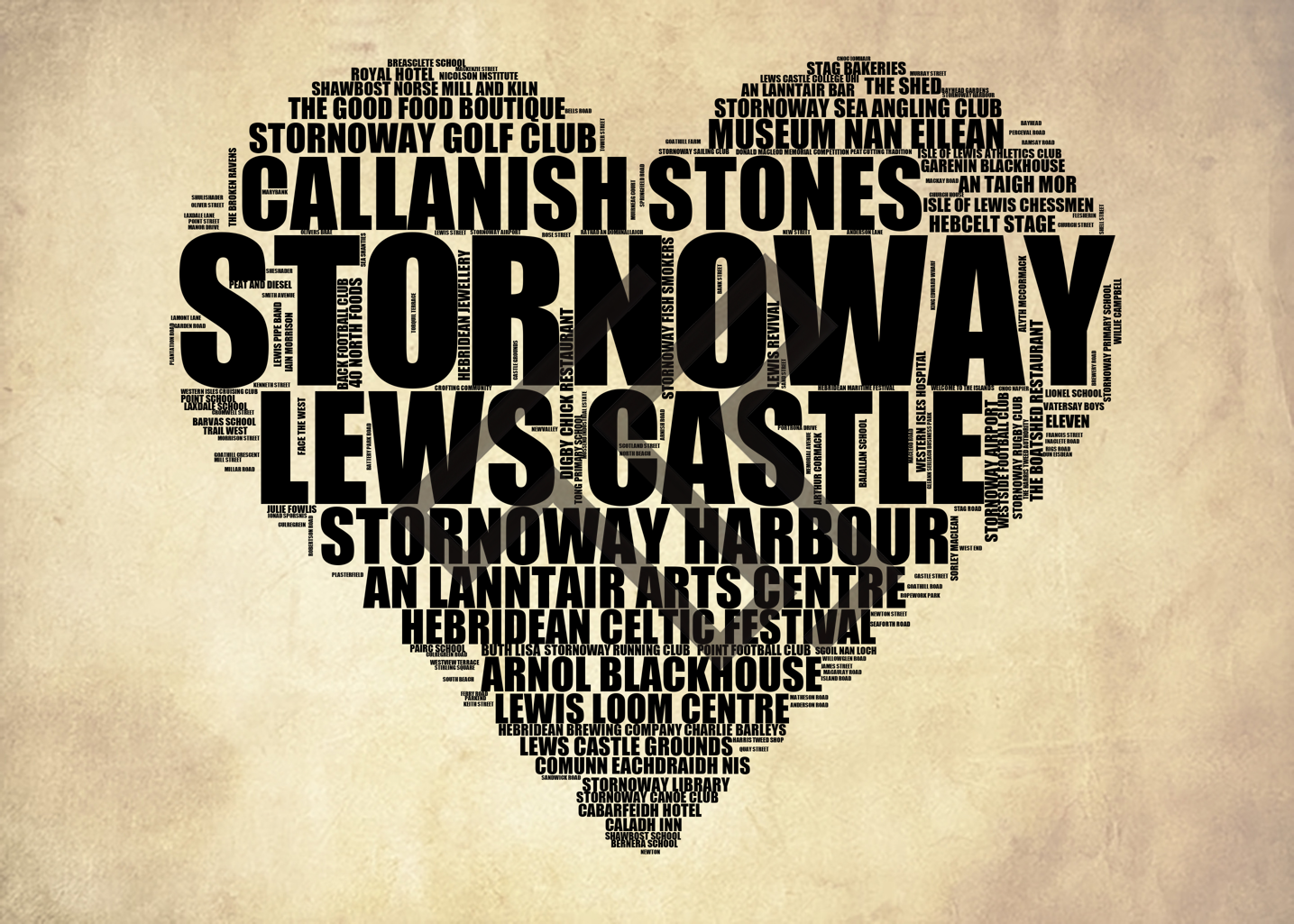 Stornoway - Premium Typographic Word Cloud Prints, Posters & Gifts