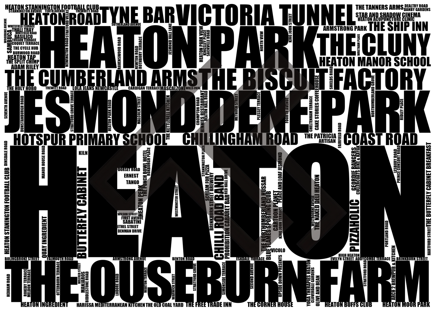 Heaton - Premium Typographic Word Cloud Prints, Posters & Gifts