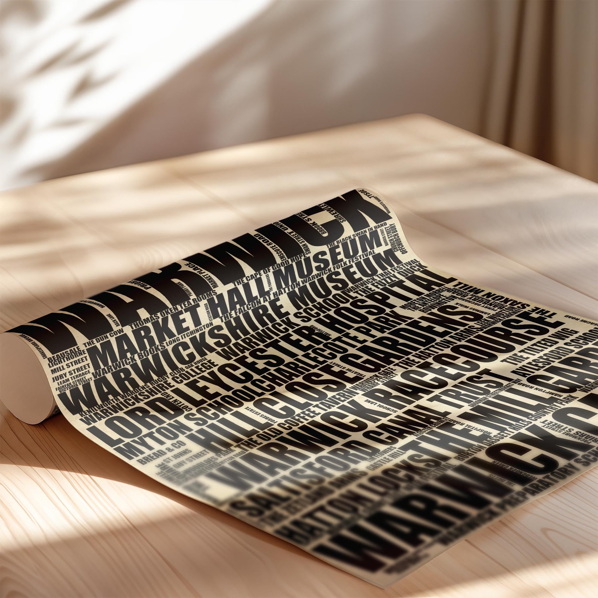 Warwick - Premium Typographic Word Cloud Prints, Posters & Gifts