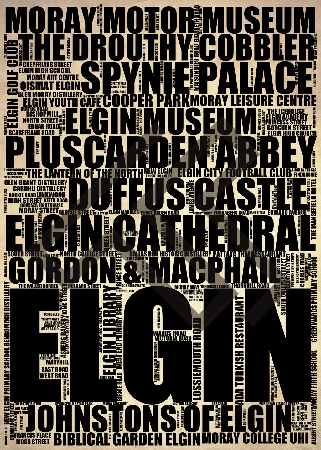 Elgin - Premium Typographic Word Cloud Prints, Posters & Gifts