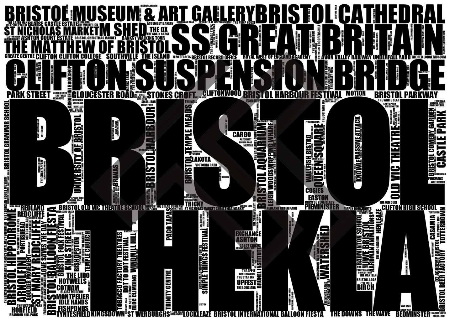 Bristol - Premium Typographic Word Cloud Prints, Posters & Gifts