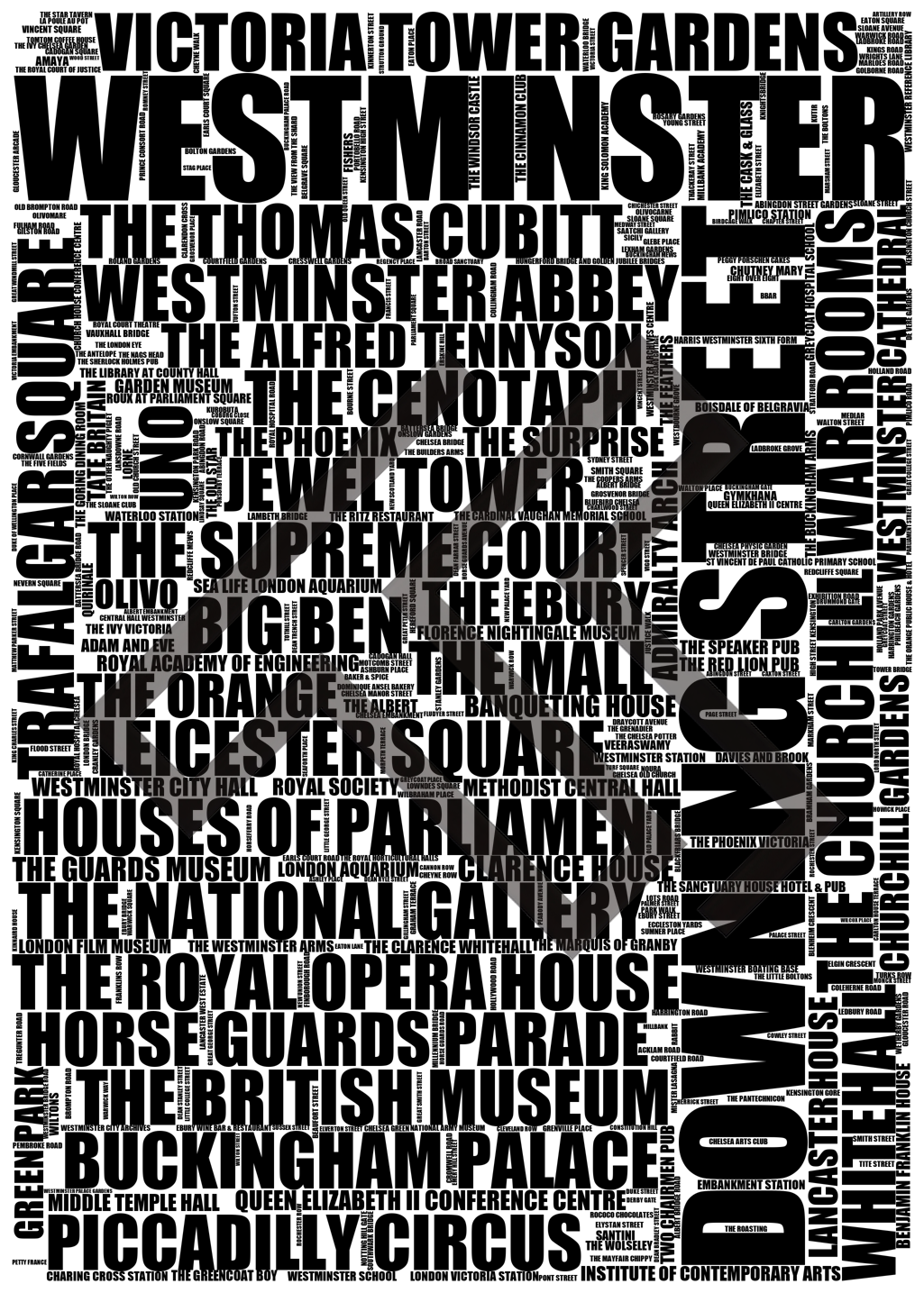 Westminster - Premium Typographic Word Cloud Prints, Posters & Gifts