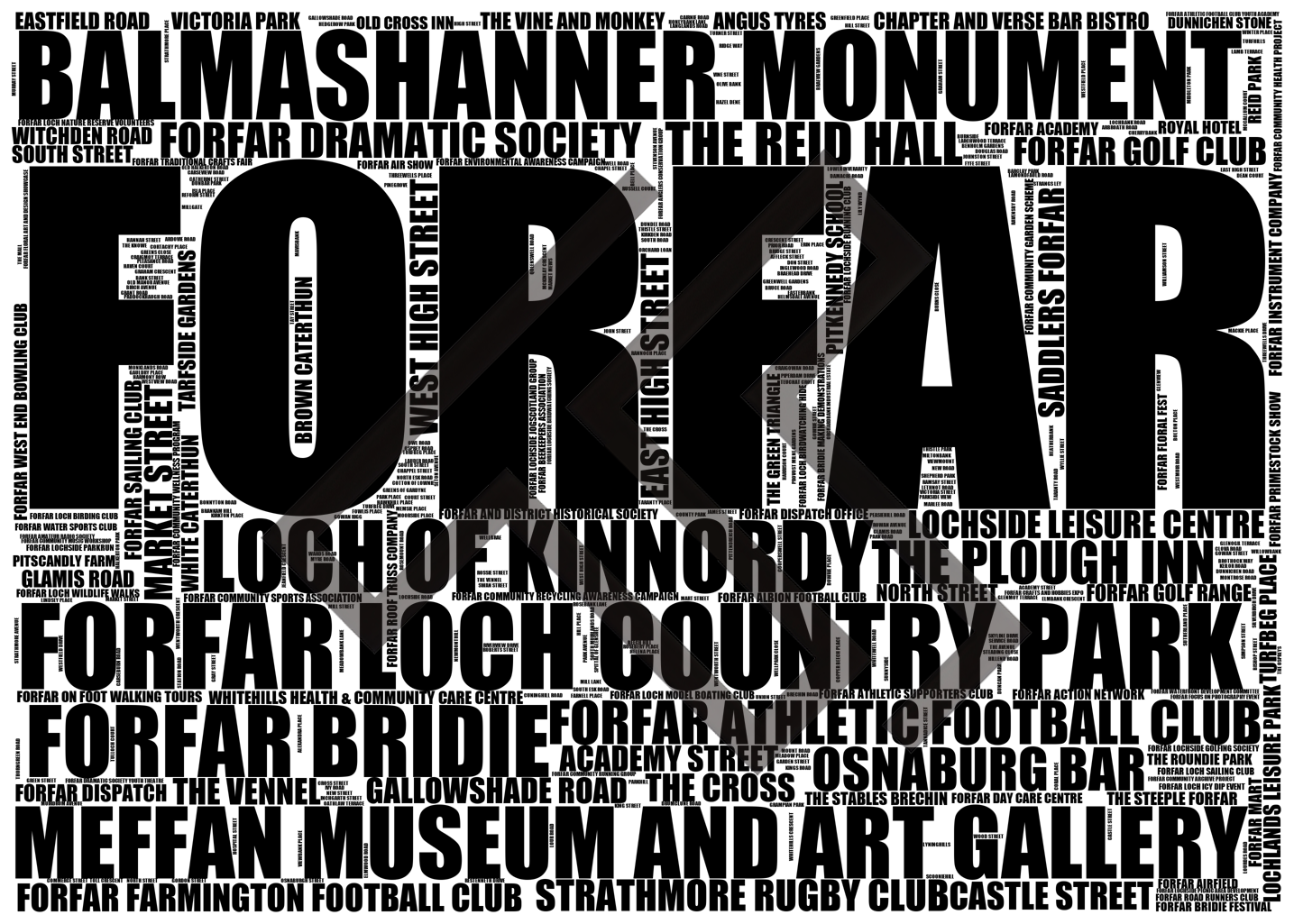 Forfar - Premium Typographic Word Cloud Prints, Posters & Gifts