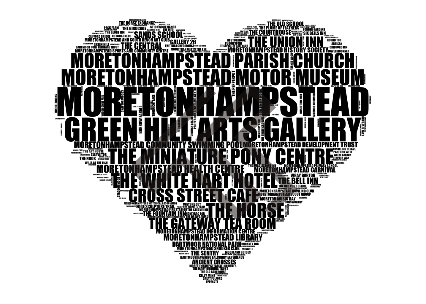 Moretonhampstead - Premium Typographic Word Cloud Prints, Posters & Gifts