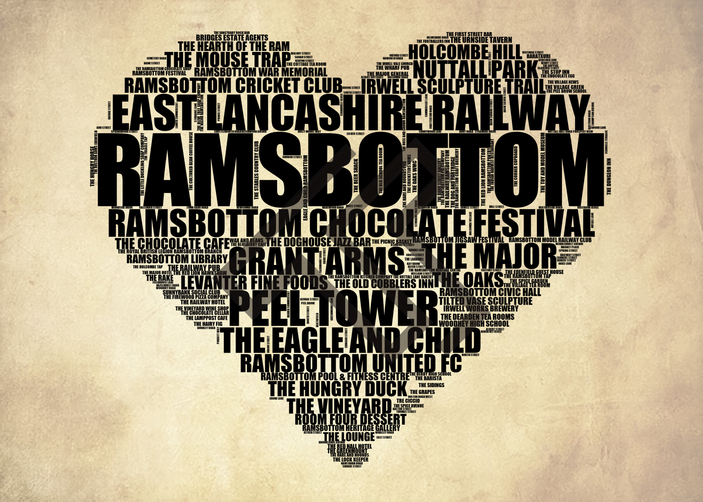 Ramsbottom - Premium Typographic Word Cloud Prints, Posters & Gifts