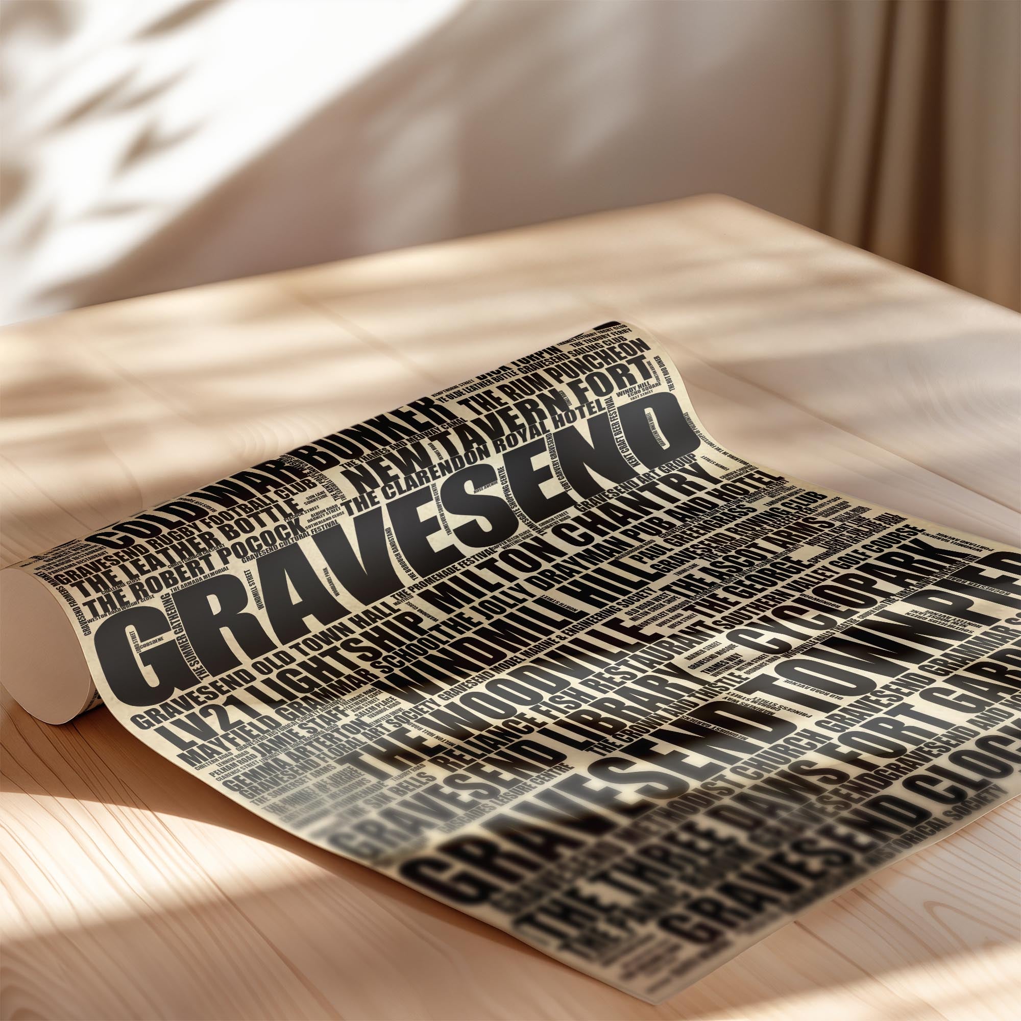 Gravesend - Premium Typographic Word Cloud Prints, Posters & Gifts