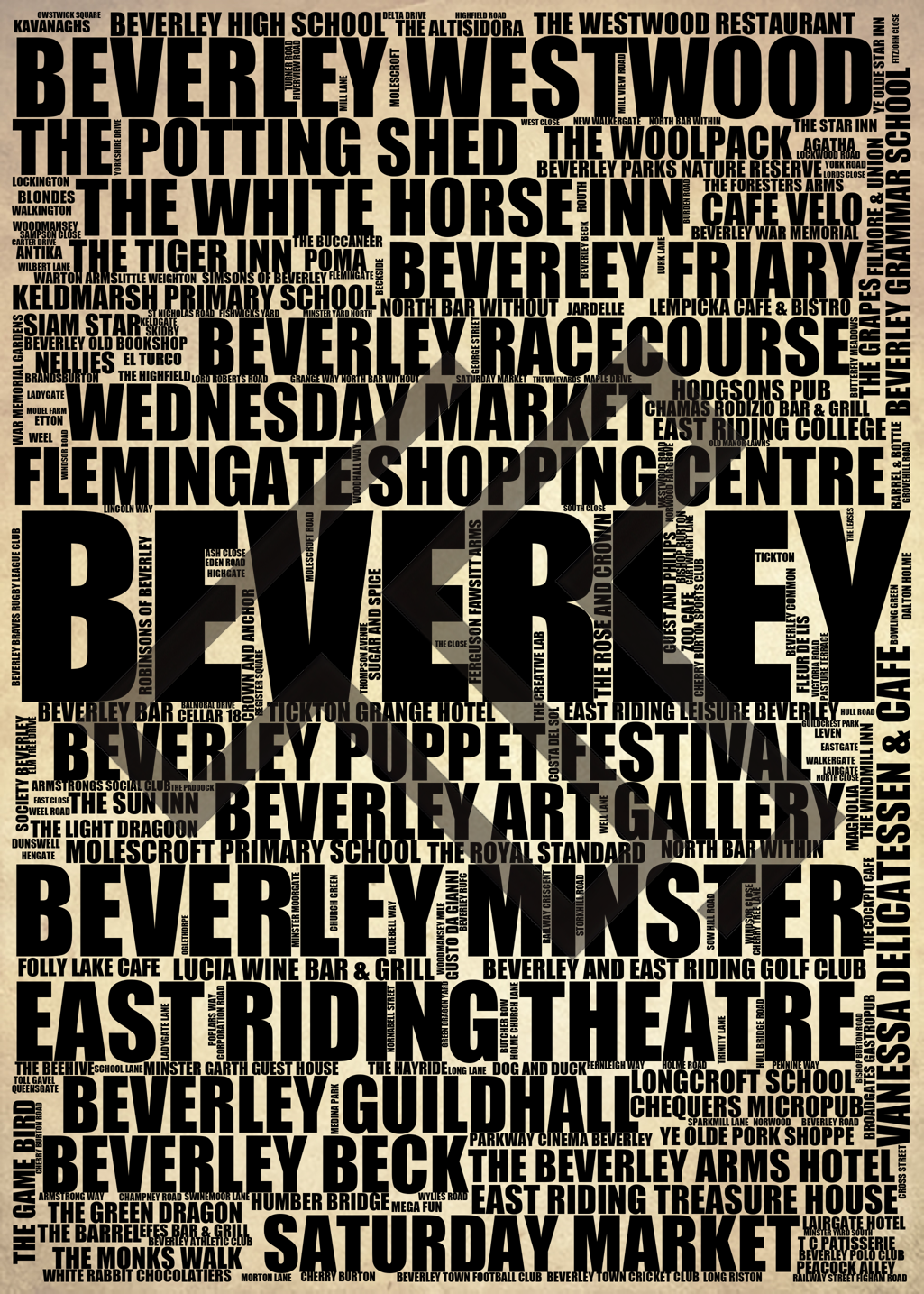 Beverley - Premium Typographic Word Cloud Prints, Posters & Gifts