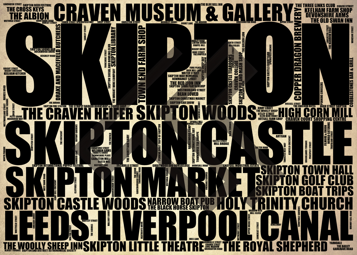 Skipton - Premium Typographic Word Cloud Prints, Posters & Gifts