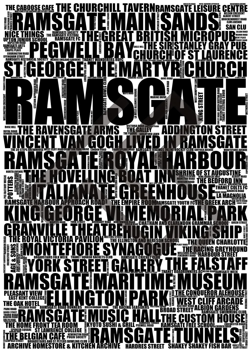 Ramsgate - Premium Typographic Word Cloud Prints, Posters & Gifts