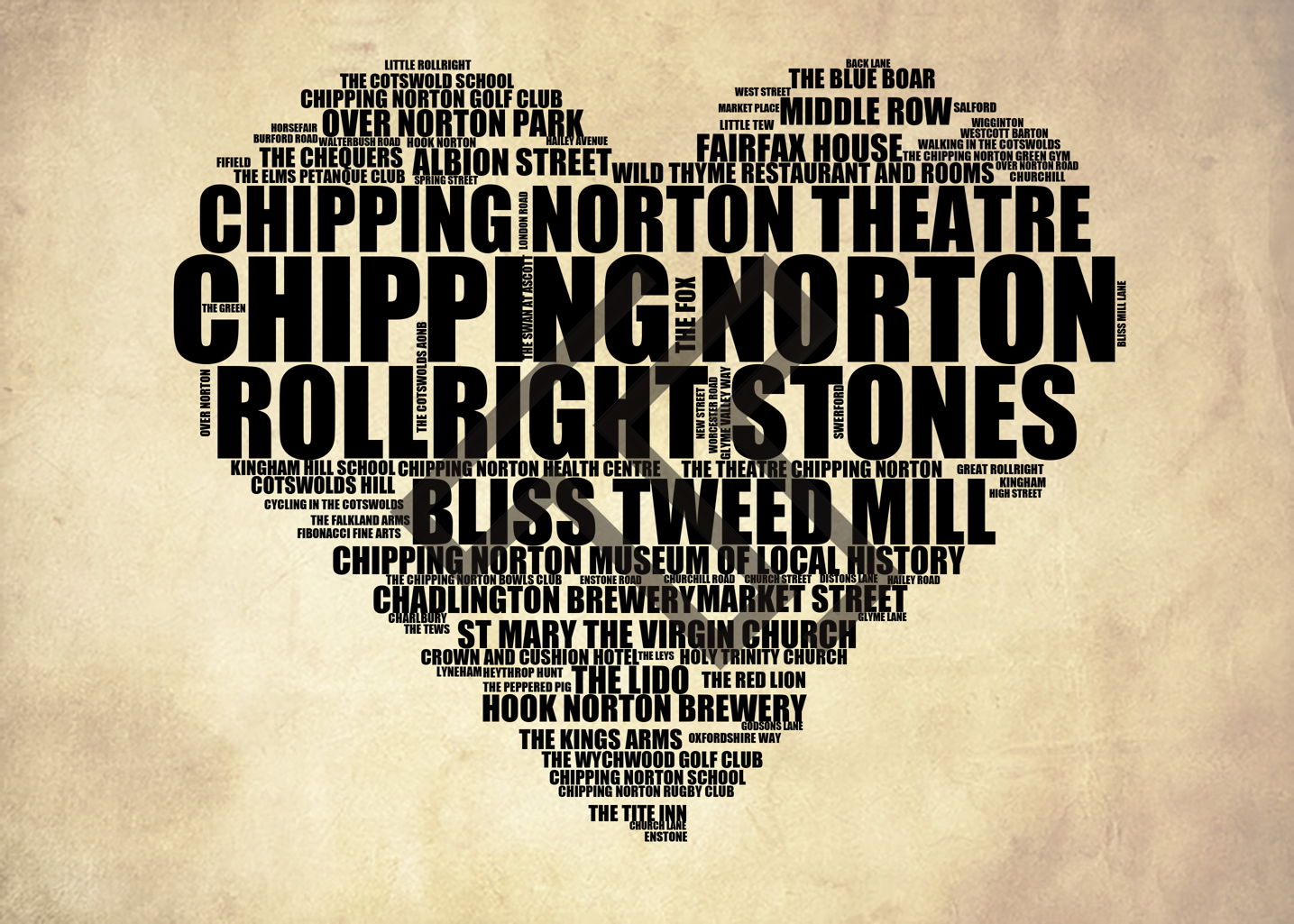 Chipping Norton - Premium Typographic Word Cloud Prints, Posters & Gifts