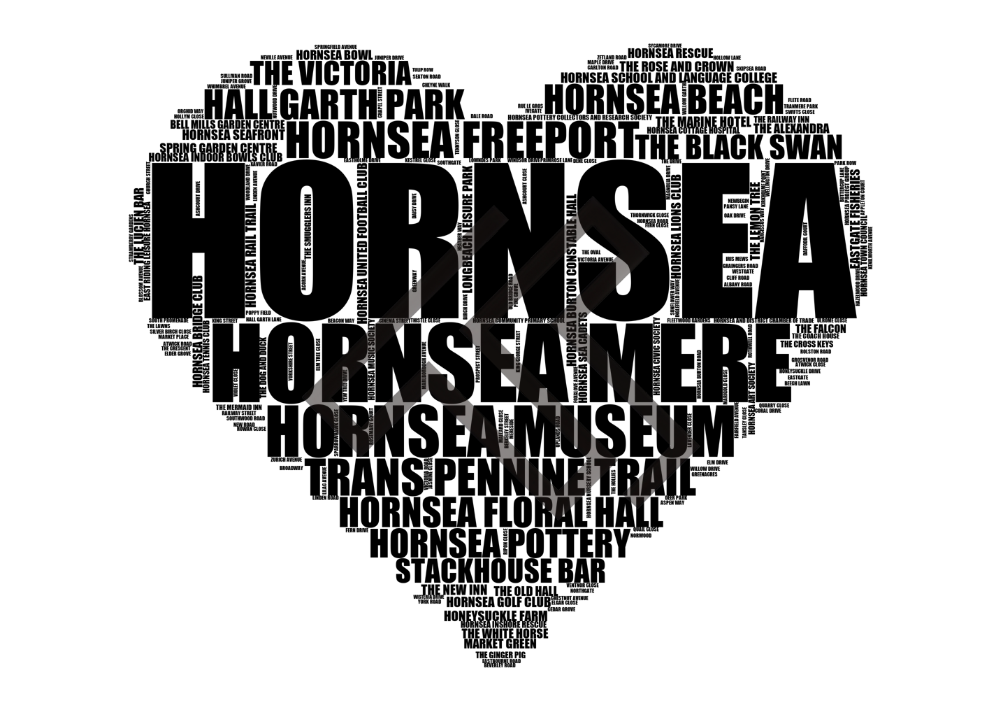 Hornsea - Premium Typographic Word Cloud Prints, Posters & Gifts