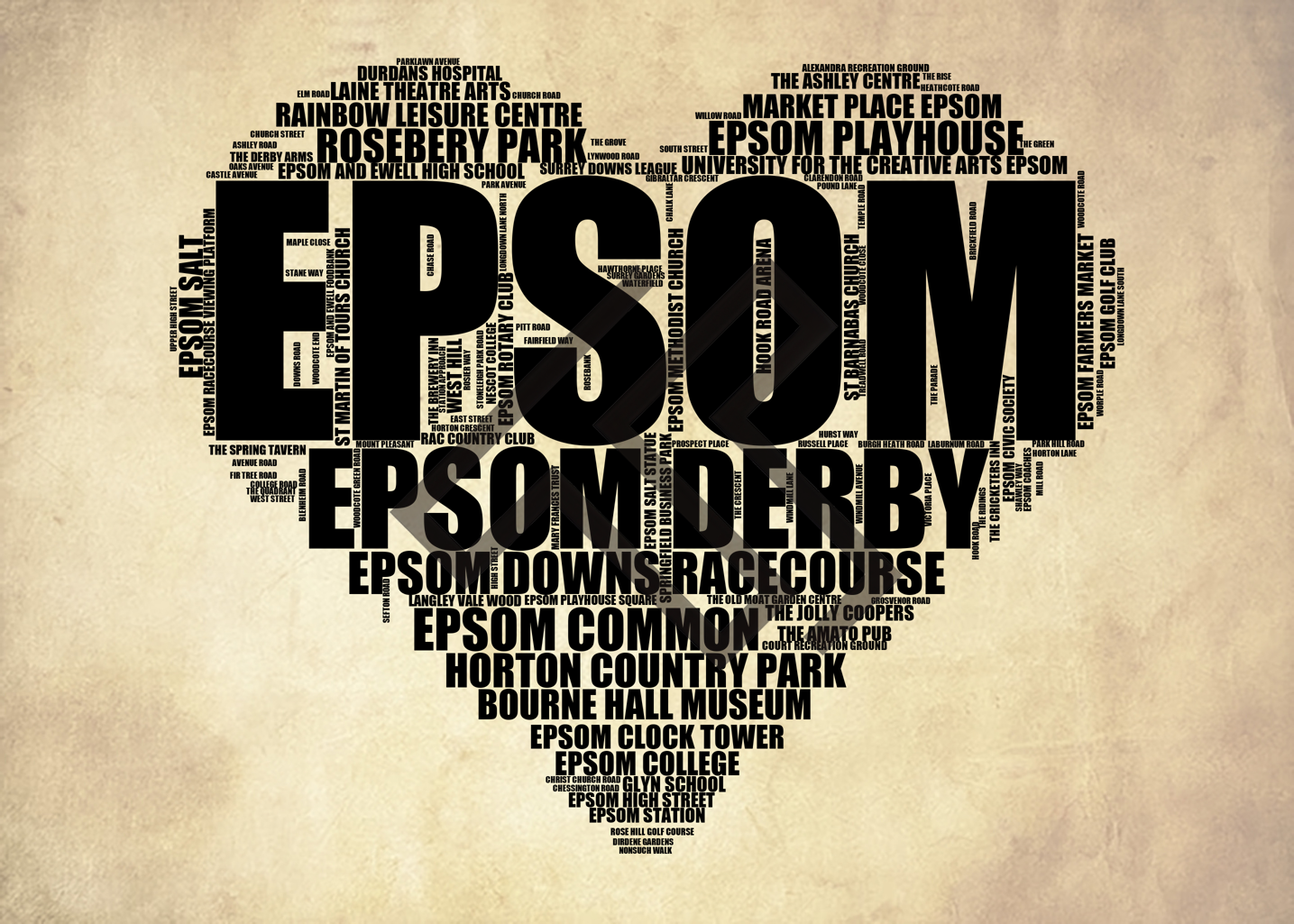 Epsom - Premium Typographic Word Cloud Prints, Posters & Gifts