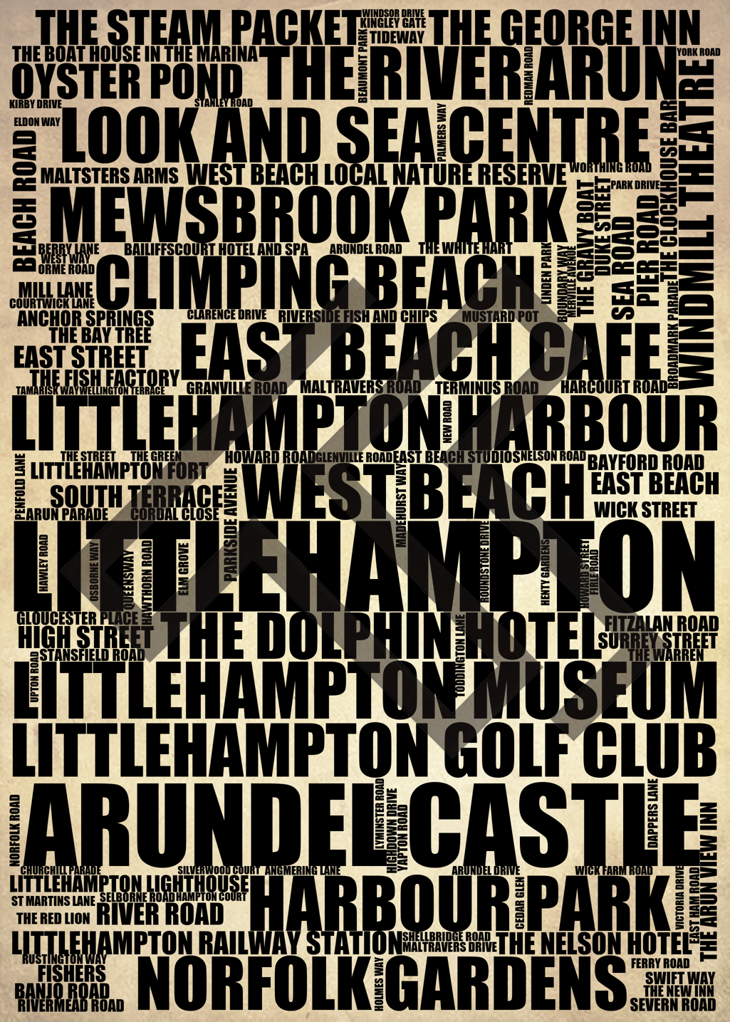 Littlehampton - Premium Typographic Word Cloud Prints, Posters & Gifts