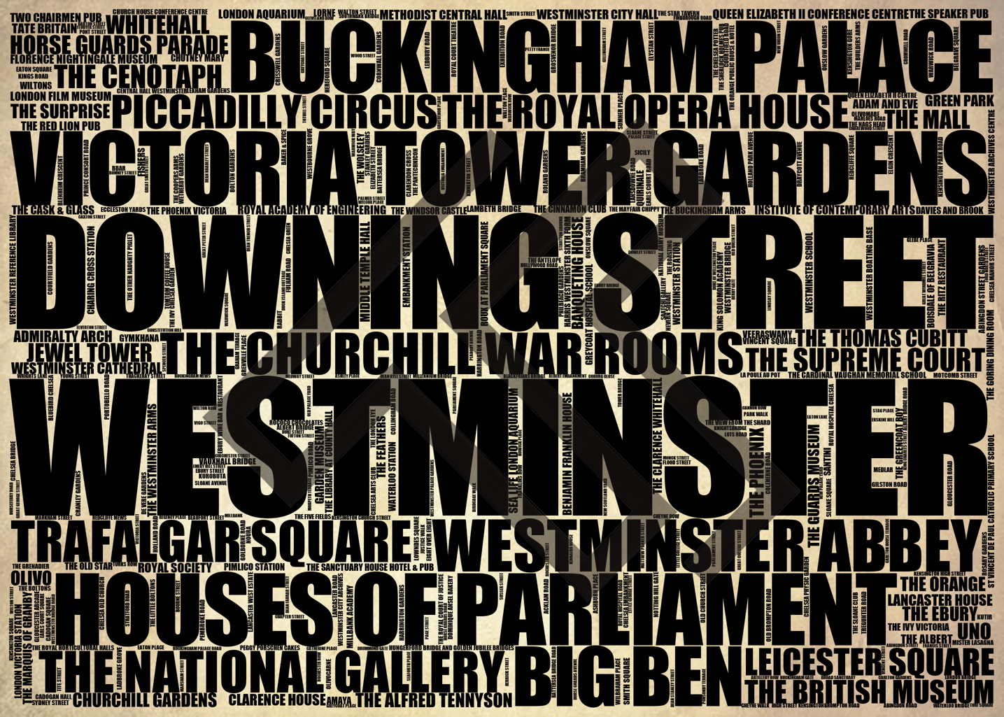 Westminster - Premium Typographic Word Cloud Prints, Posters & Gifts