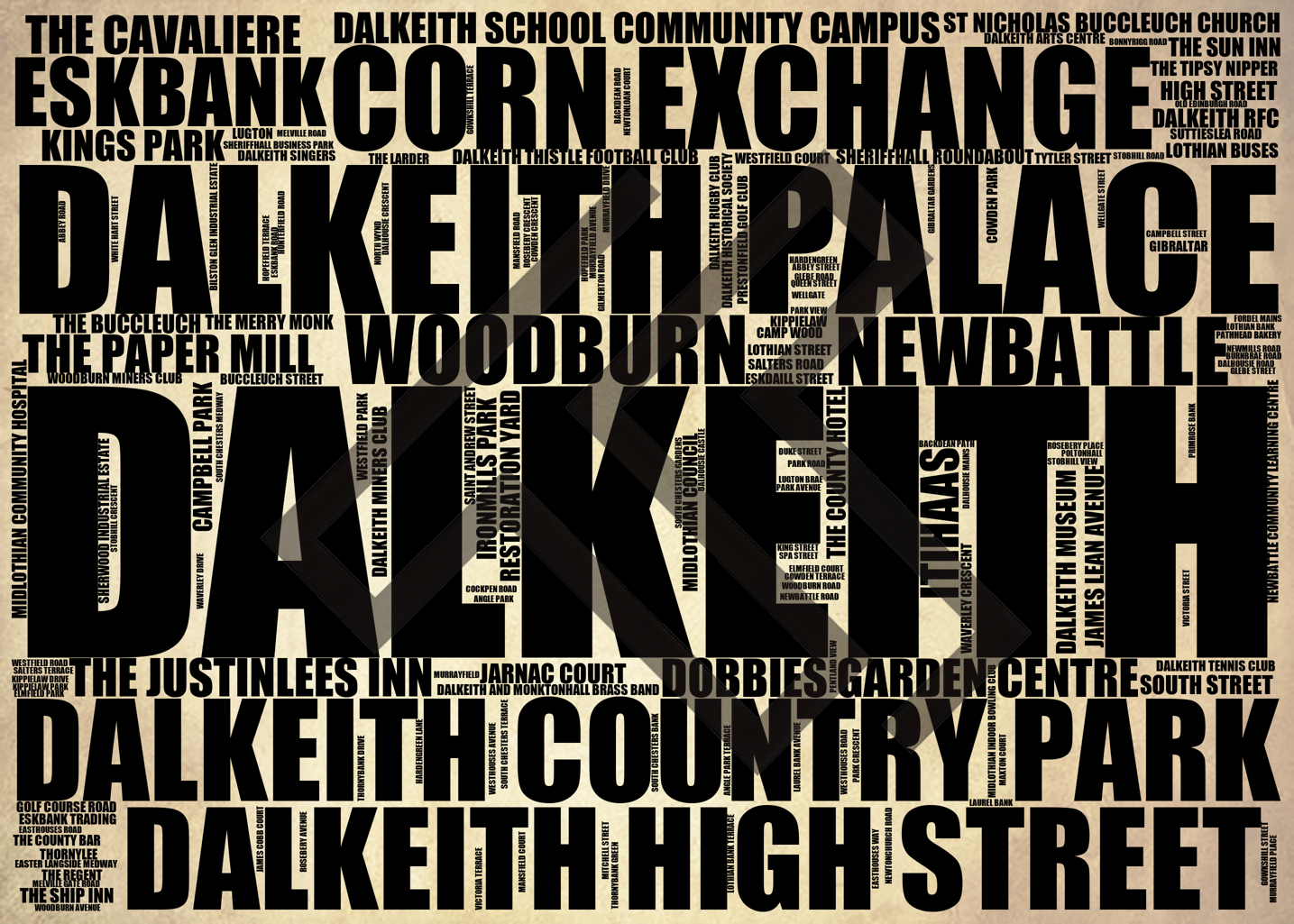 Dalkeith - Premium Typographic Word Cloud Prints, Posters & Gifts