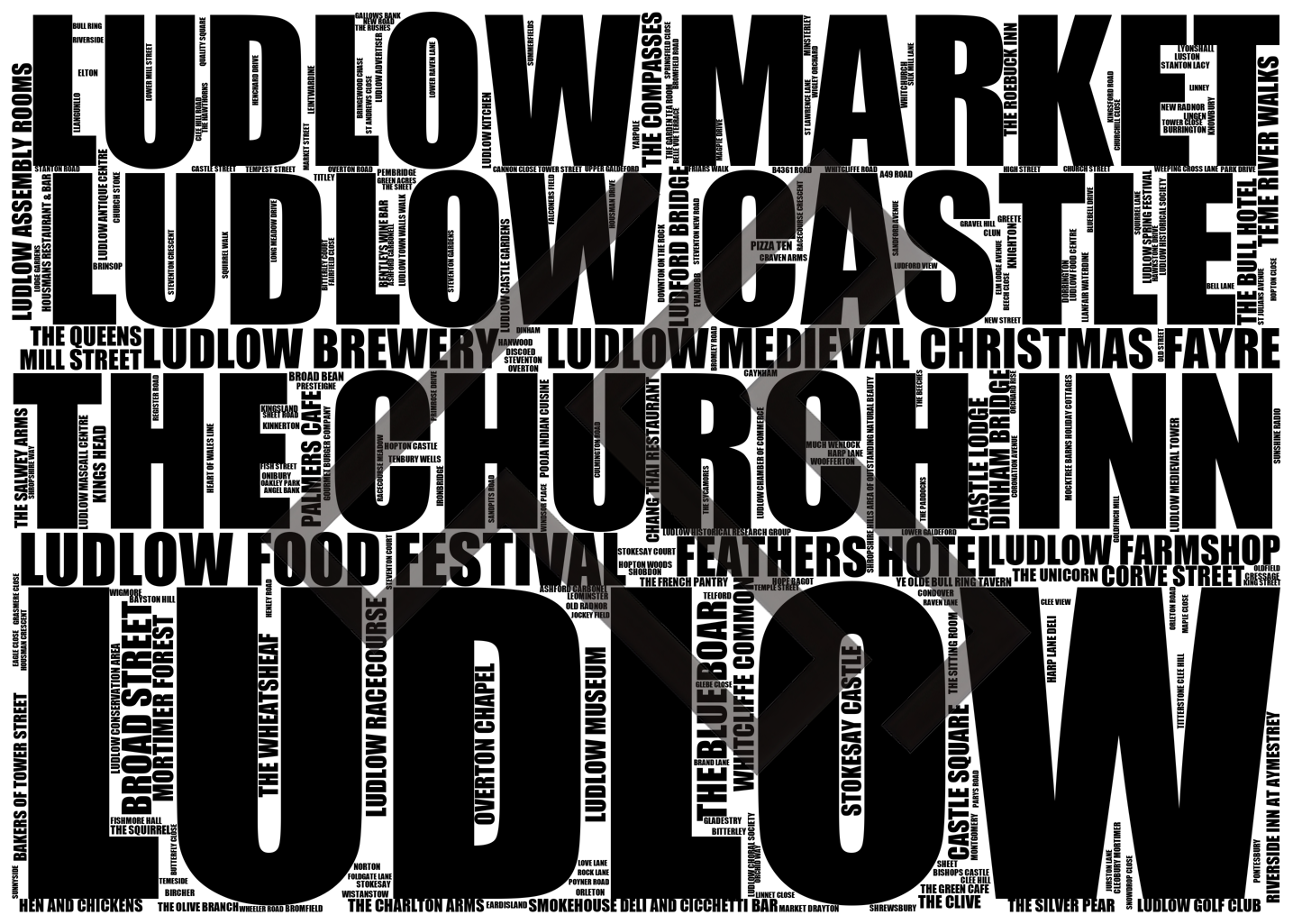 Ludlow - Premium Typographic Word Cloud Prints, Posters & Gifts