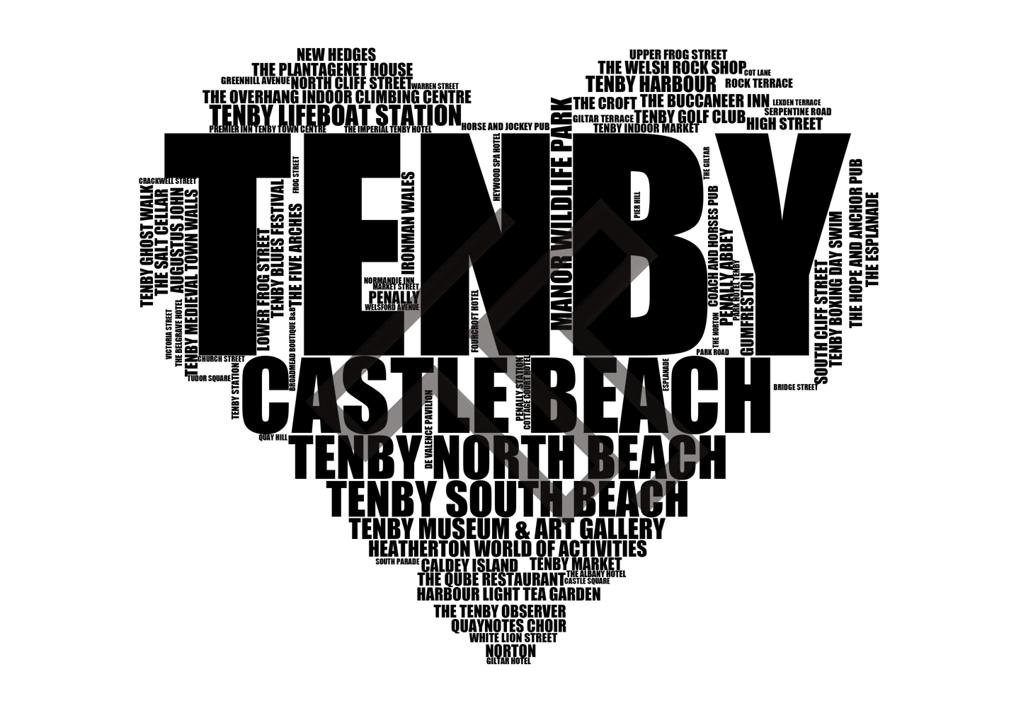 Tenby - Premium Typographic Word Cloud Prints, Posters & Gifts