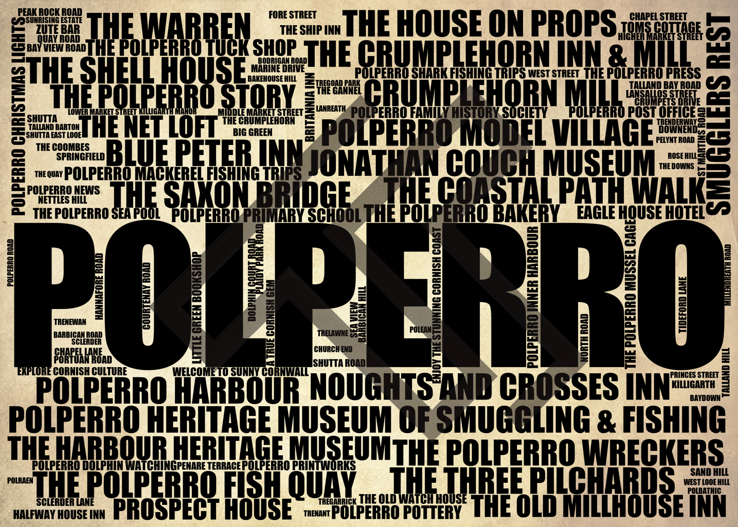 Polperro - Premium Typographic Word Cloud Prints, Posters & Gifts