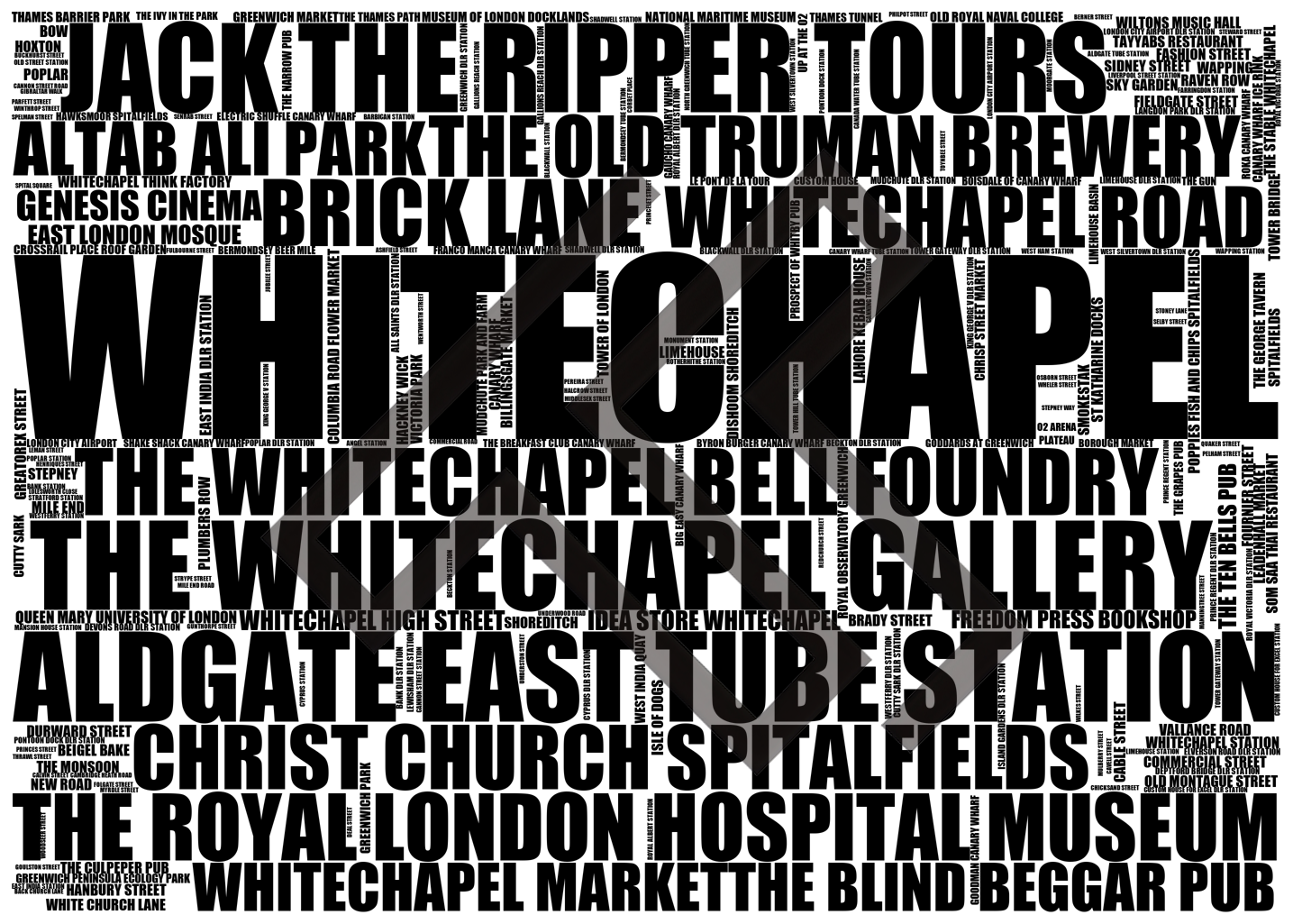 Whitechapel - Premium Typographic Word Cloud Prints, Posters & Gifts