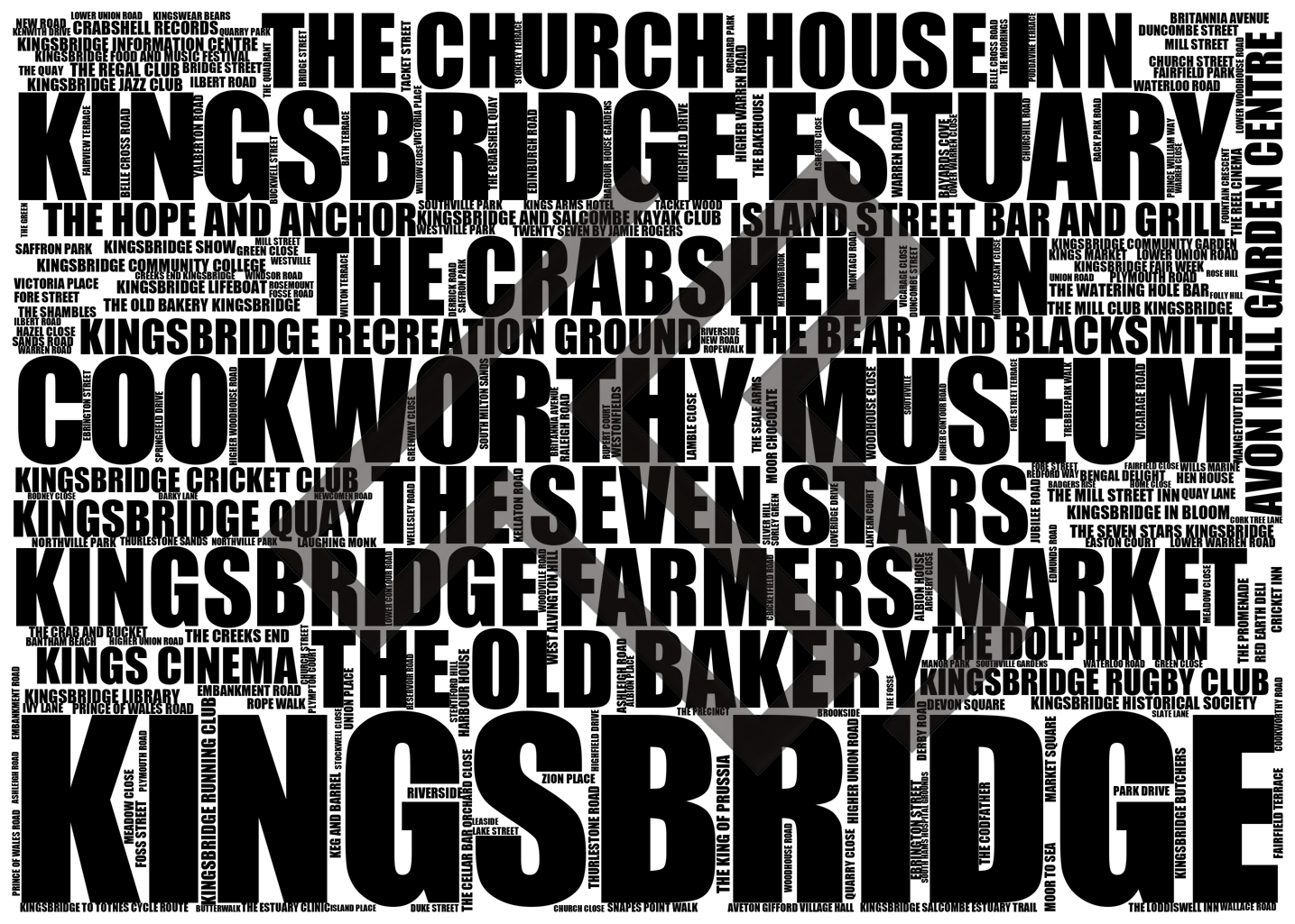 Kingsbridge - Premium Typographic Word Cloud Prints, Posters & Gifts