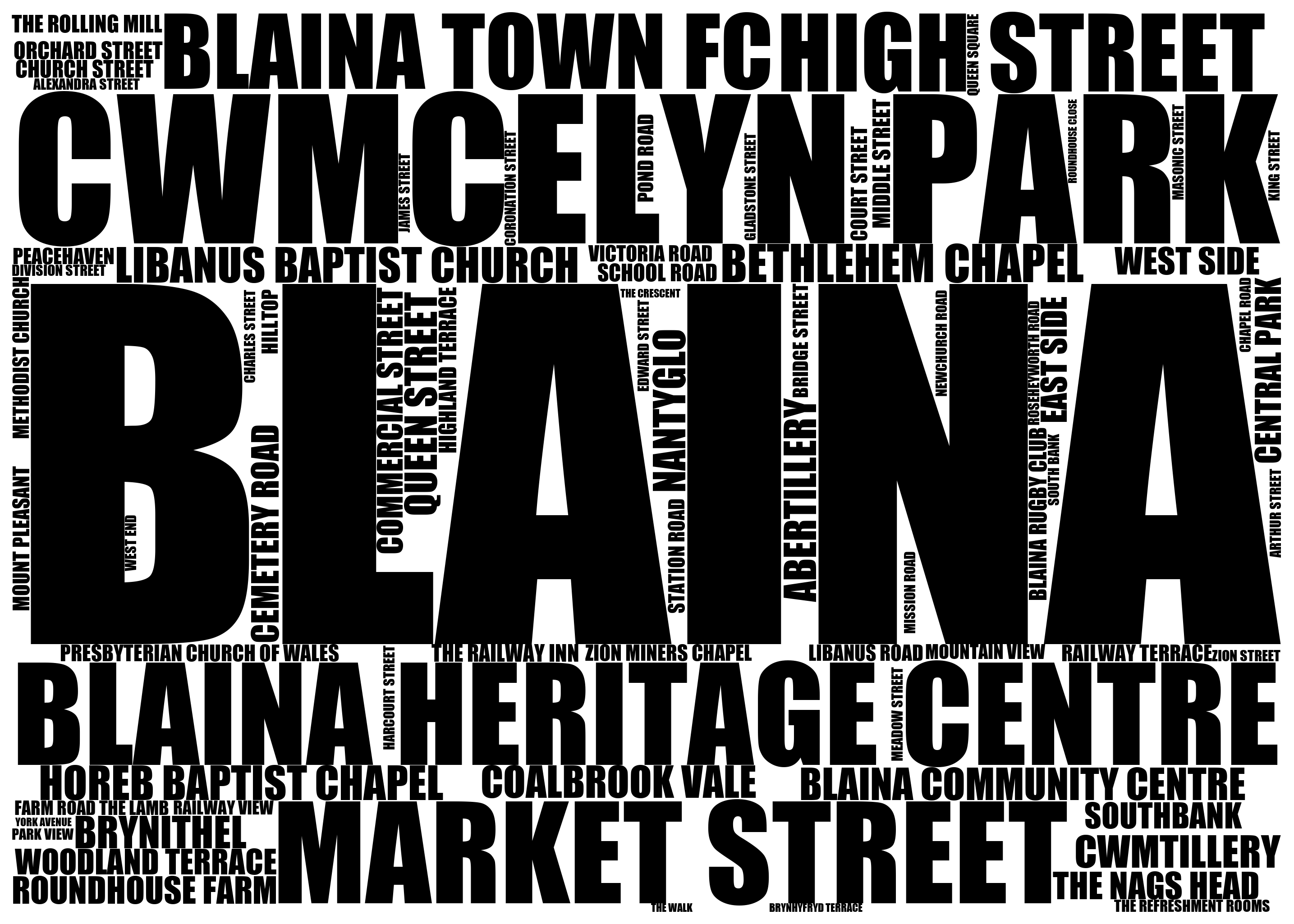 Blaina - Premium Typographic Word Cloud Prints, Posters & Gifts