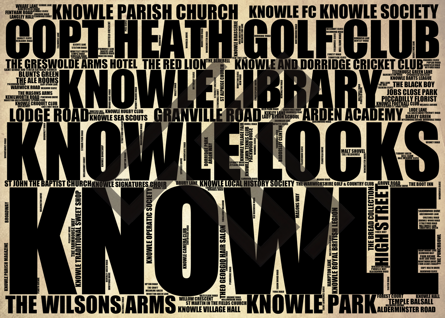 Knowle - Premium Typographic Word Cloud Prints, Posters & Gifts