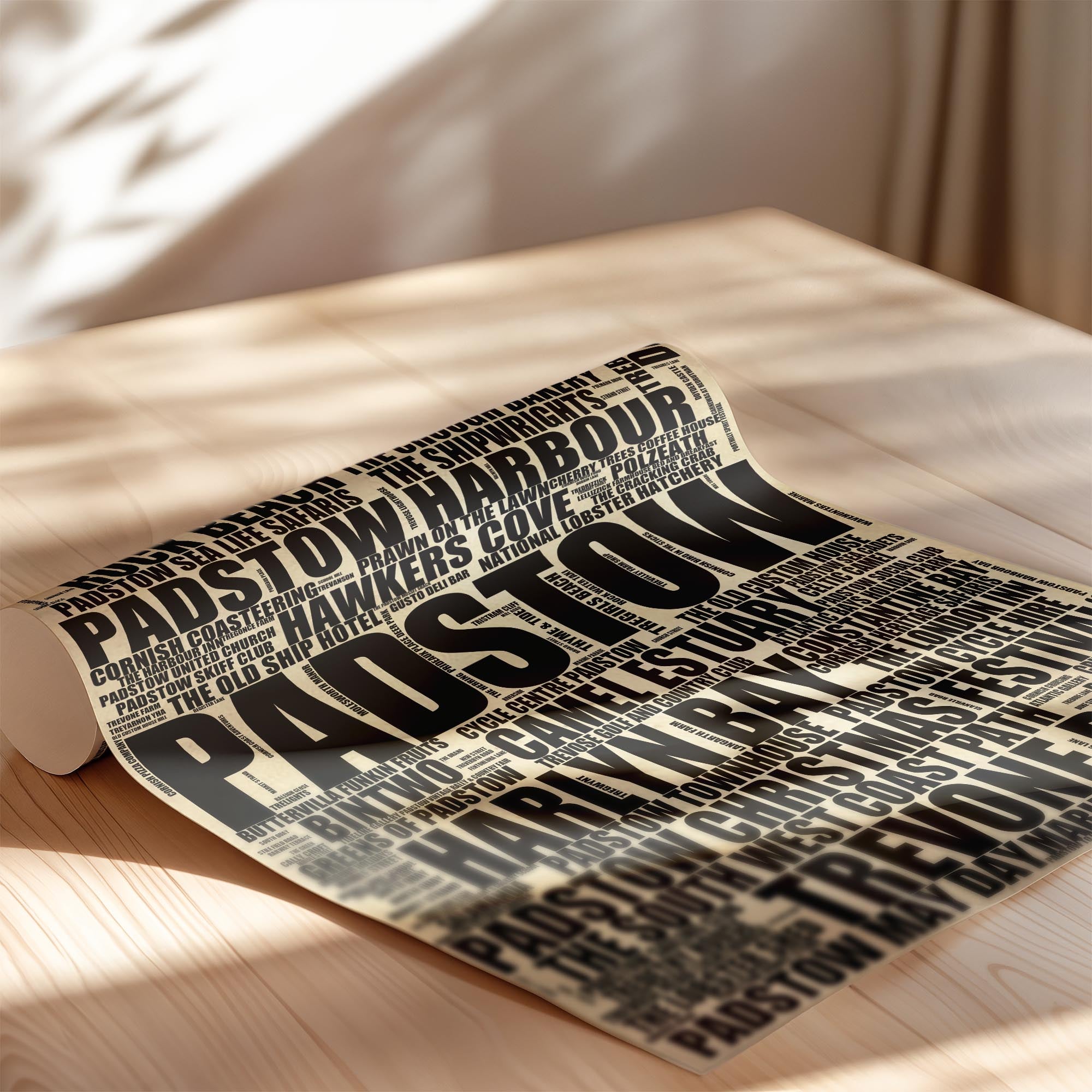Padstow - Premium Typographic Word Cloud Prints, Posters & Gifts