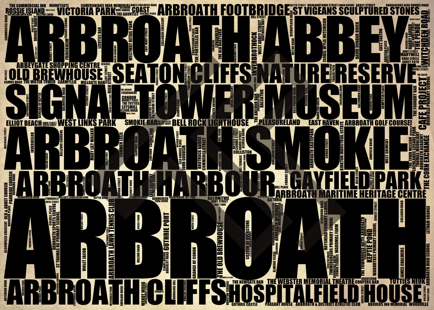 Arbroath - Premium Typographic Word Cloud Prints, Posters & Gifts